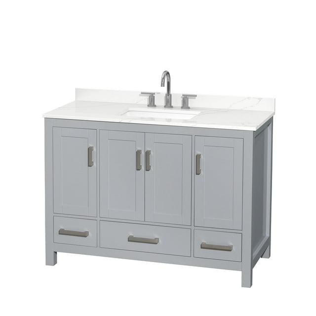 Wyndham Collection Sheffield 48" Freestanding Single Bathroom Vanity with Quartz Top