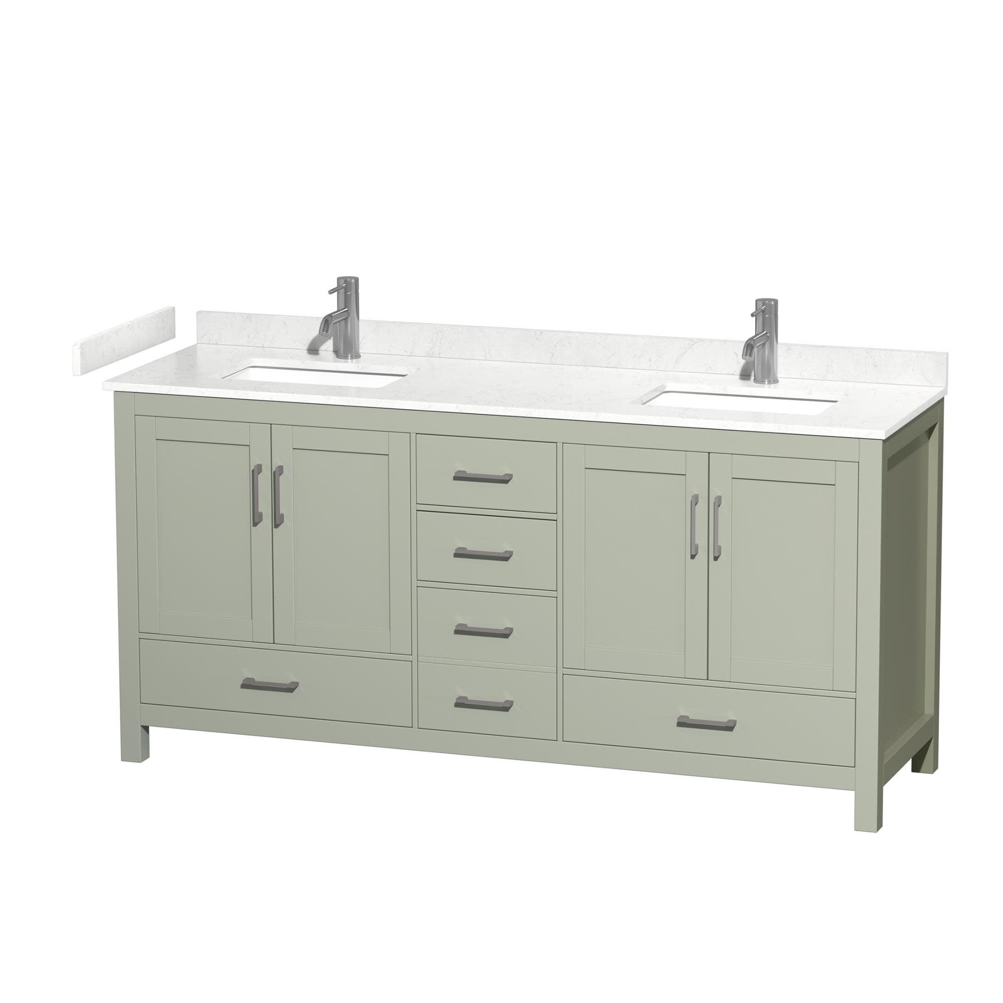 Wyndham Collection Sheffield 72" Freestanding Double Bathroom Vanity with Cultured Marble Top