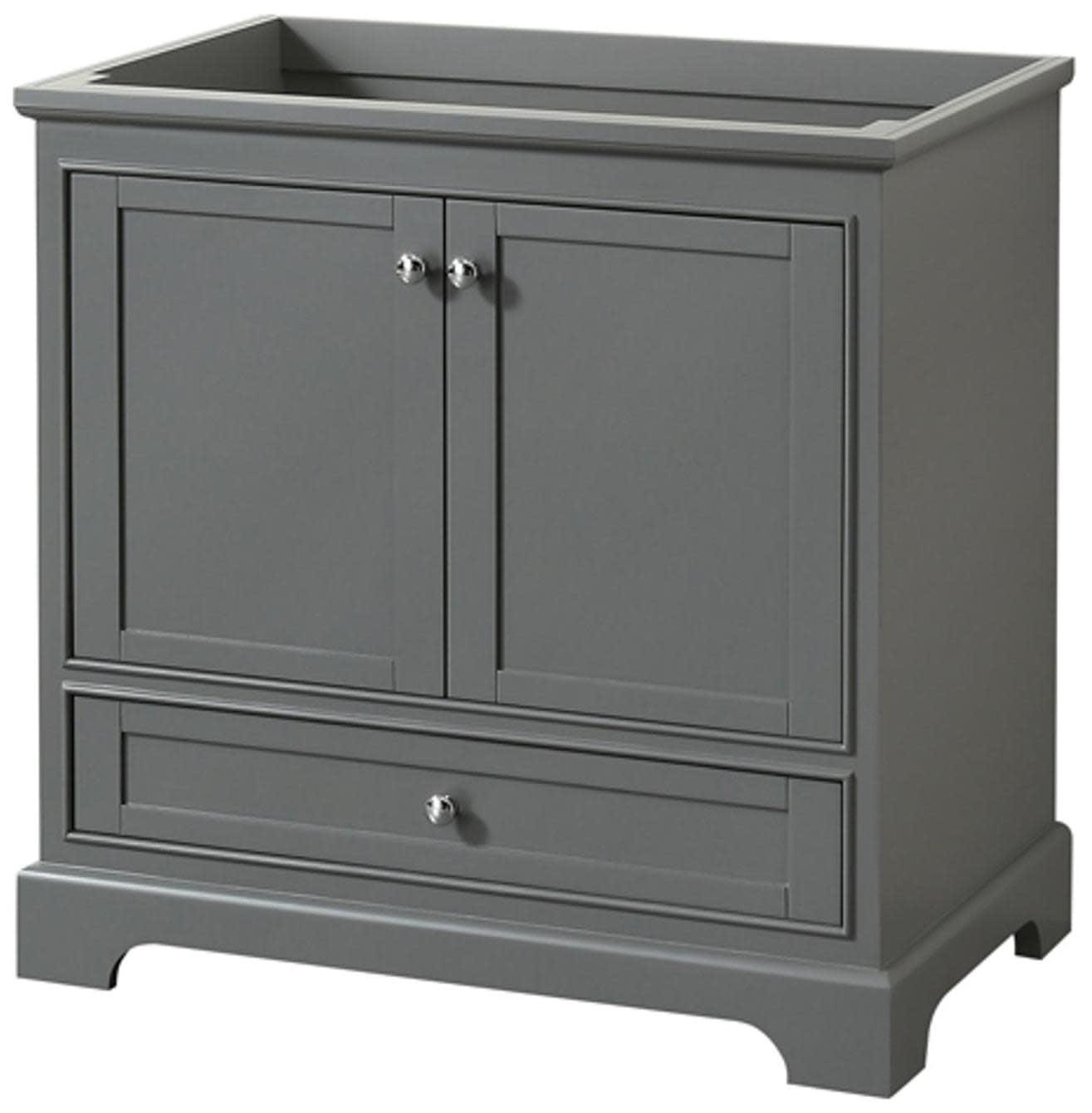 Deborah Dark Gray 35" Single Freestanding Vanity Base with Polished Chrome Hardware