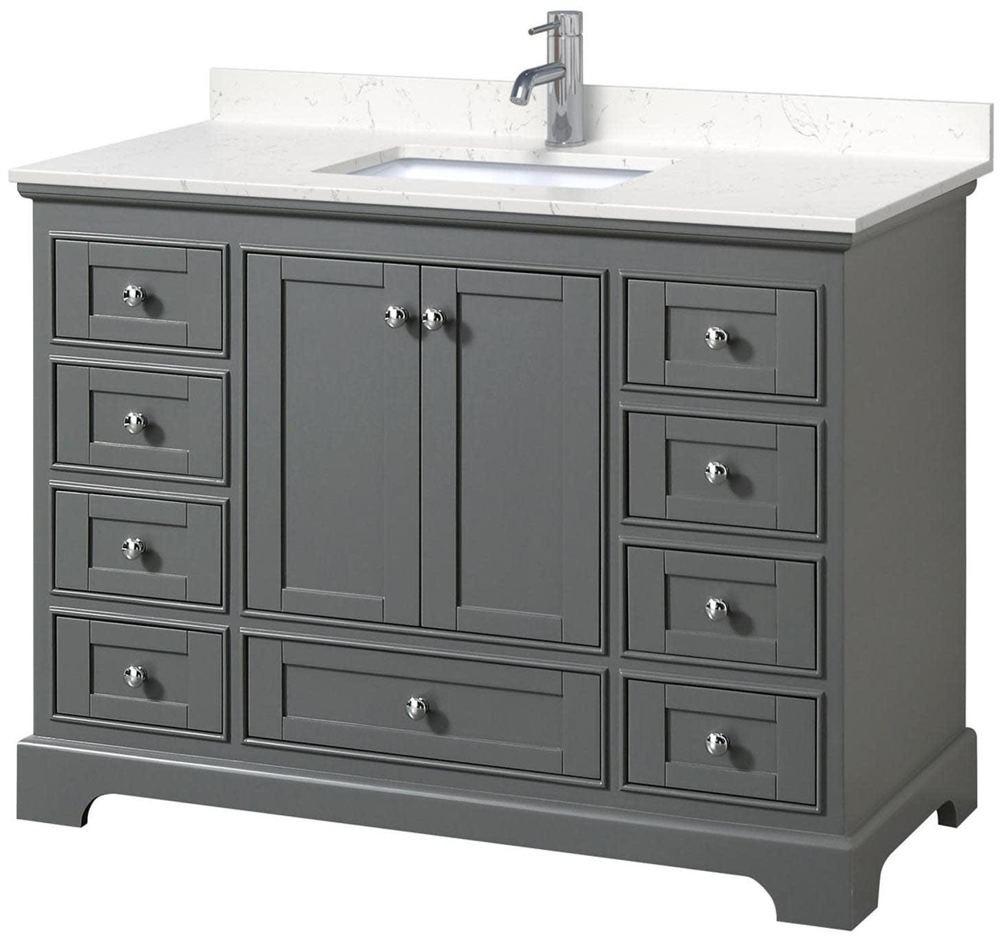 Deborah 48'' Dark Gray Single Freestanding Vanity with Carrara Cultured Marble Top