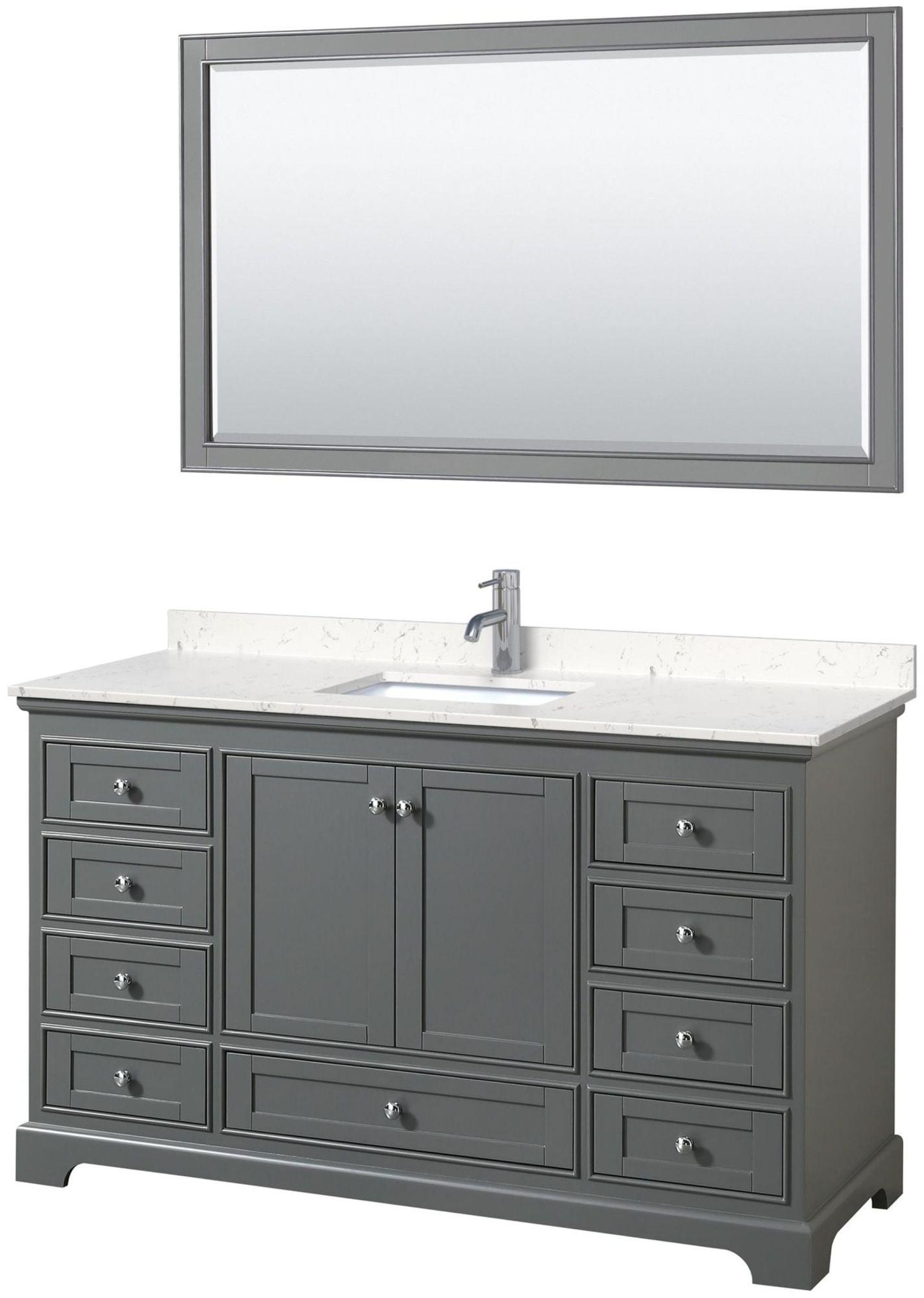 Deborah 60'' Single Bathroom Vanity with Marble Top with Mirror