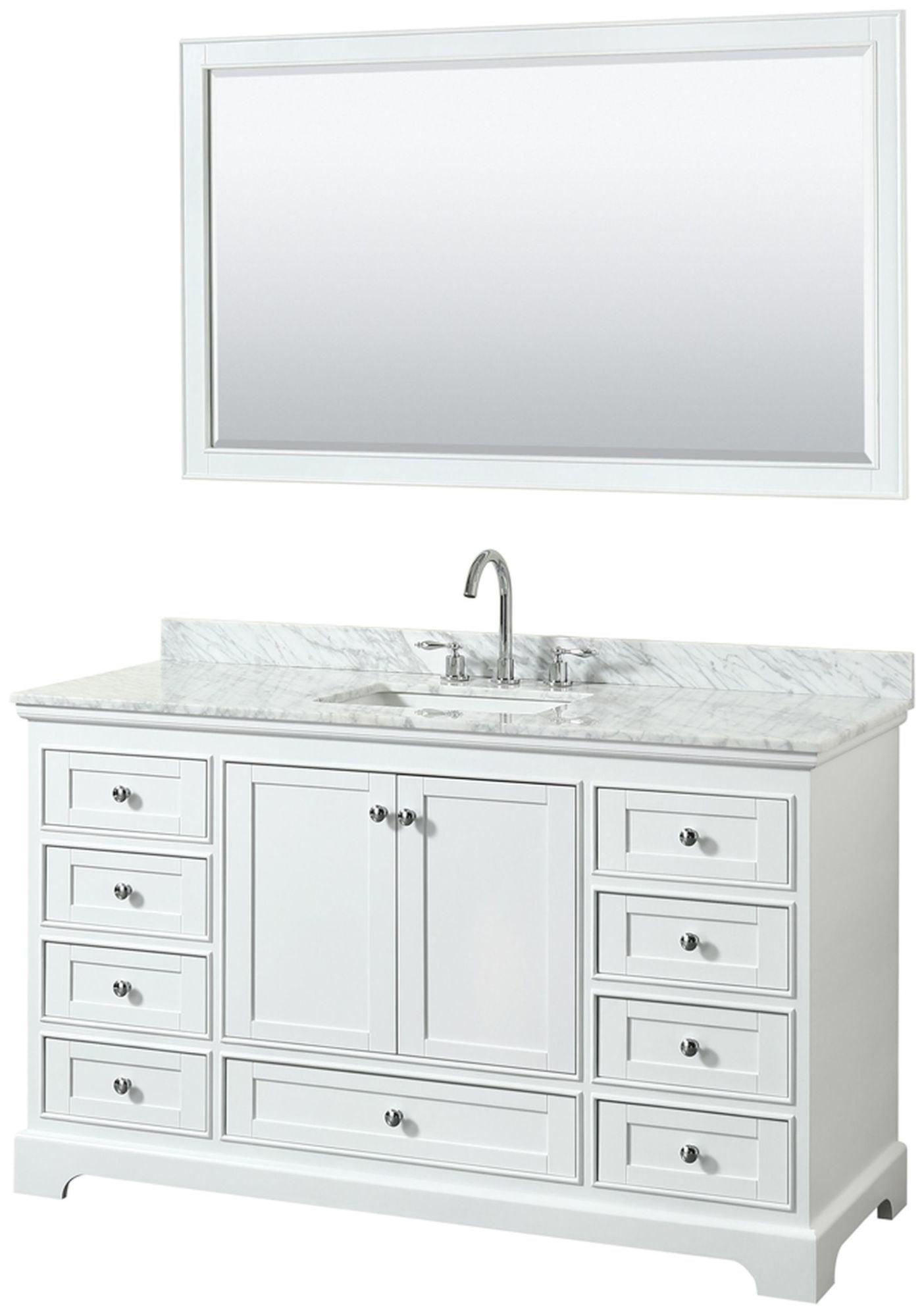 Deborah 60'' Single Bathroom Vanity with Marble Top with Mirror