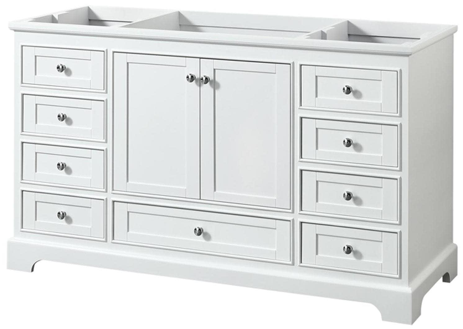 Deborah 59" White Wood Single Bathroom Vanity with Chrome Hardware