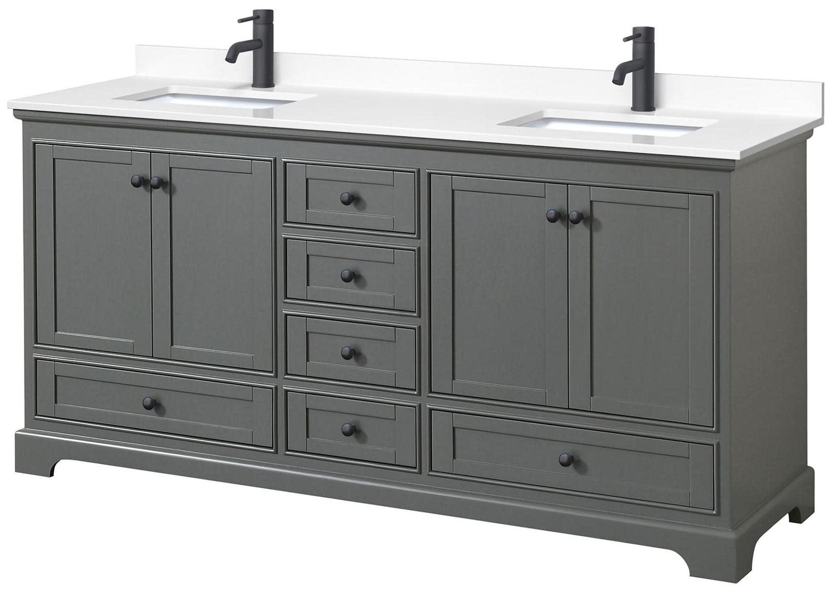 Deborah 72'' Double Bathroom Vanity with Marble Top