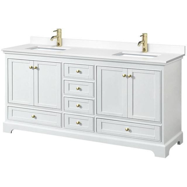 Wyndham Collection Deborah 72'' Double Bathroom Vanity with Marble Top