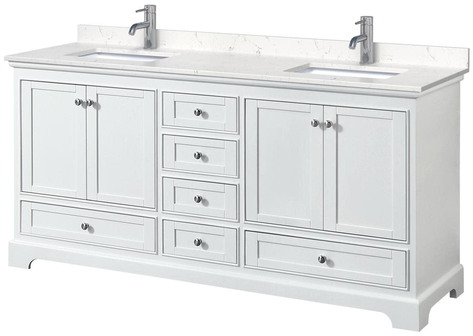 Deborah 72'' Double Bathroom Vanity with Marble Top