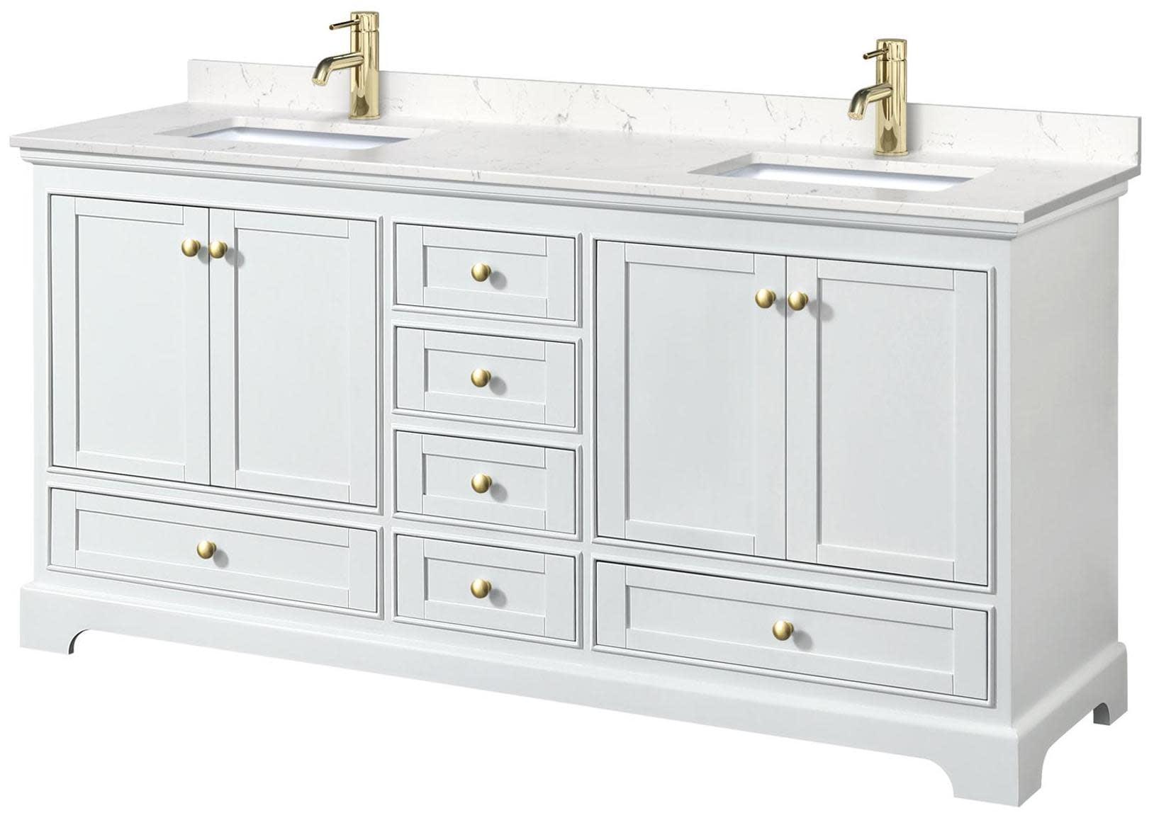 Deborah 72'' White Double Bathroom Vanity with Marble Top