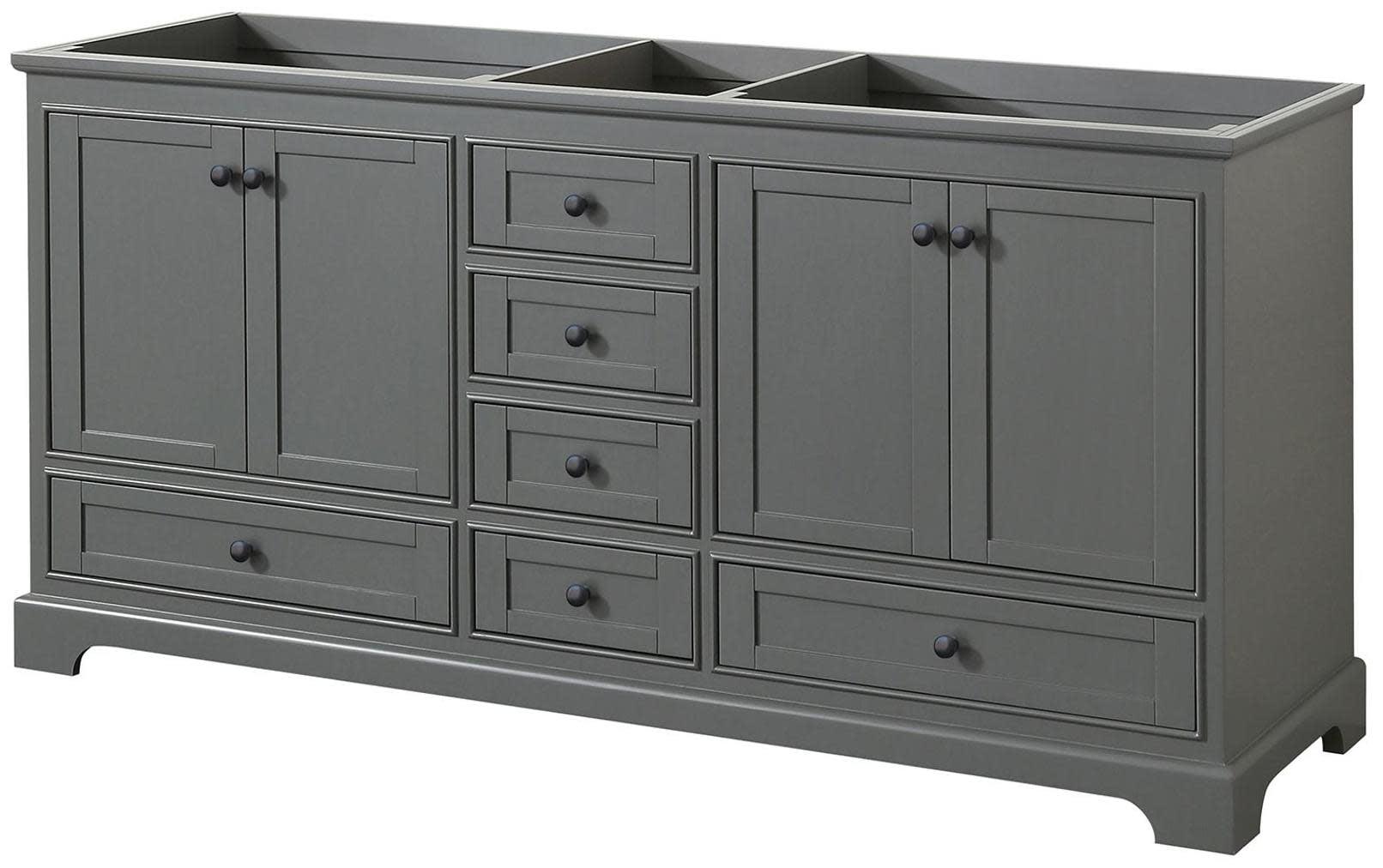 Deborah 71" Dark Gray Double Freestanding Wood Vanity Cabinet