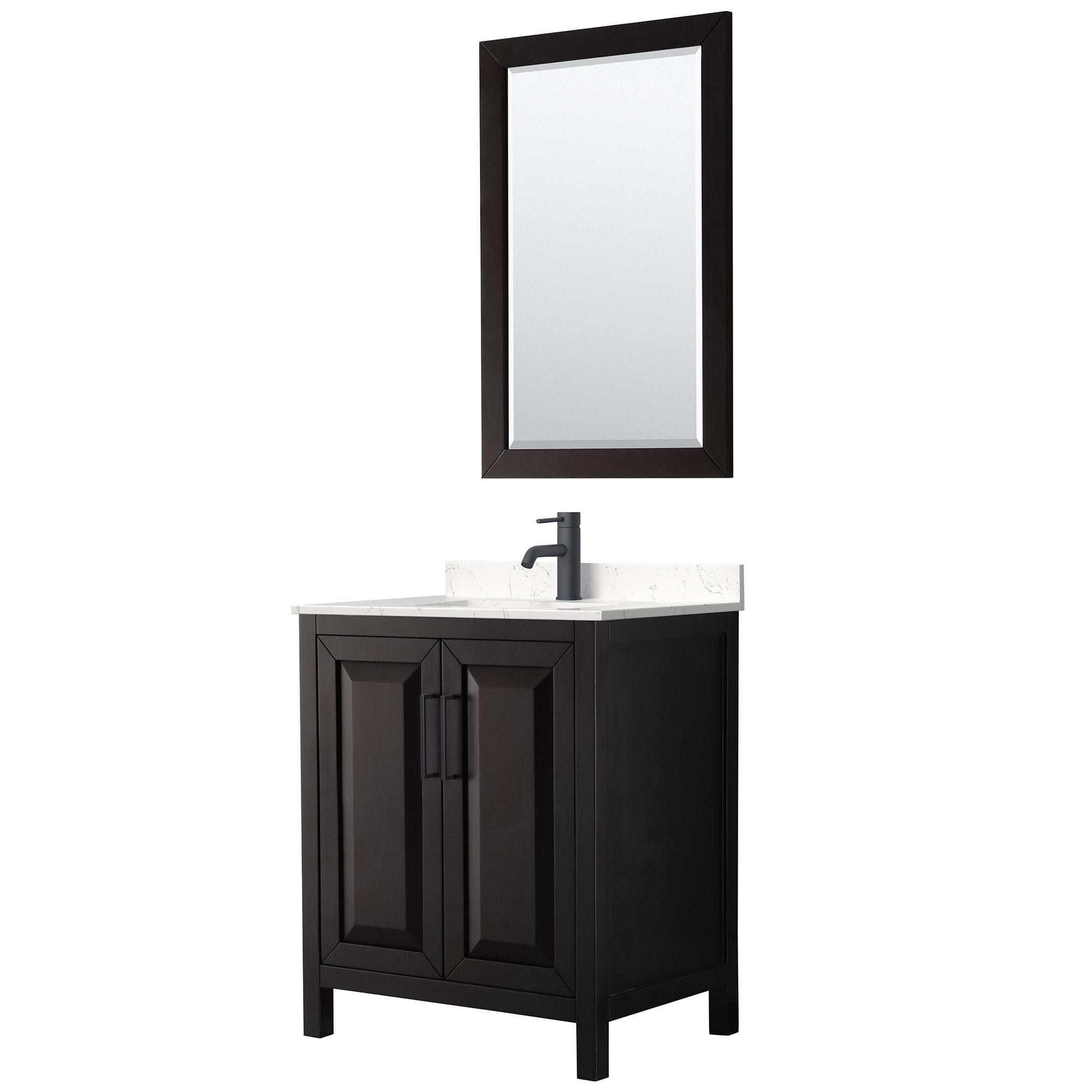 Daria Dark Espresso 30'' Single Vanity with Carrara Marble Top and Matte Black Hardware