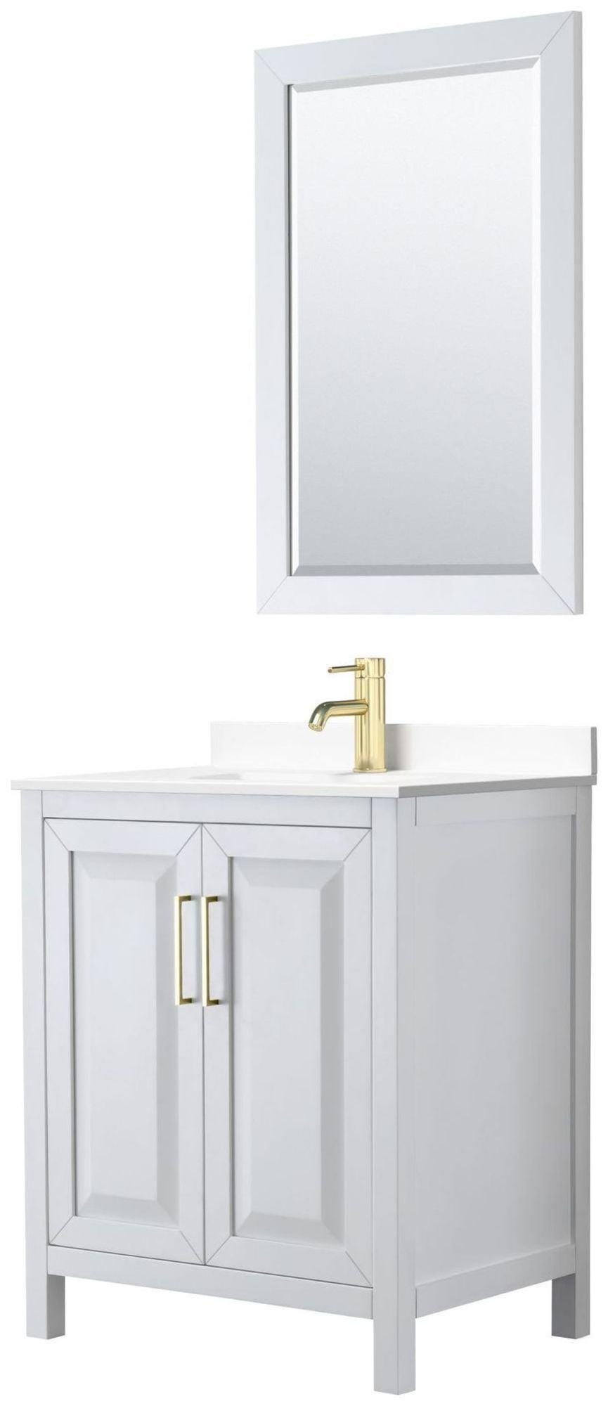 Daria 30'' Single Bathroom Vanity with Marble Top with Mirror