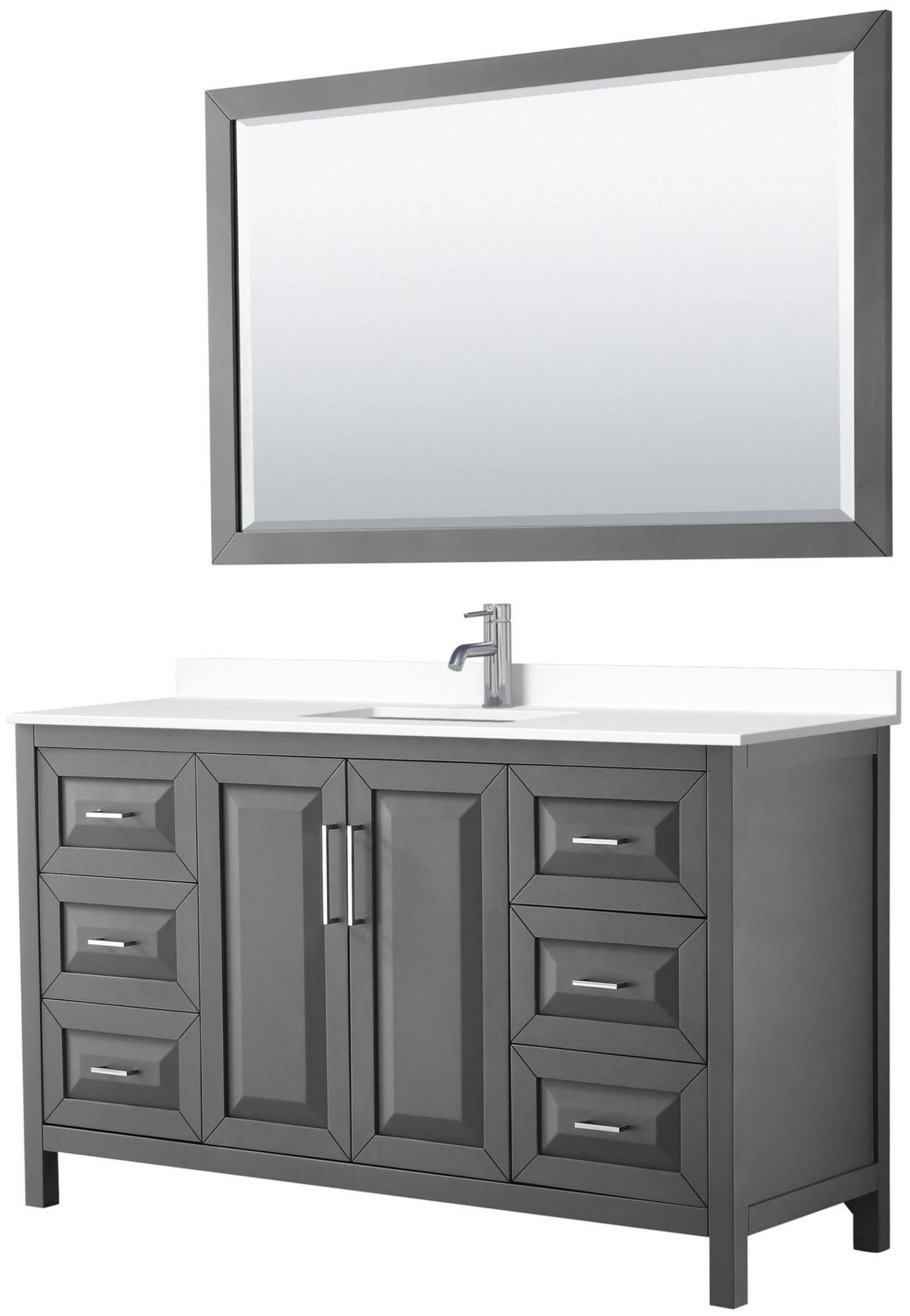 Daria 60'' Single Bathroom Vanity with Marble Top with Mirror