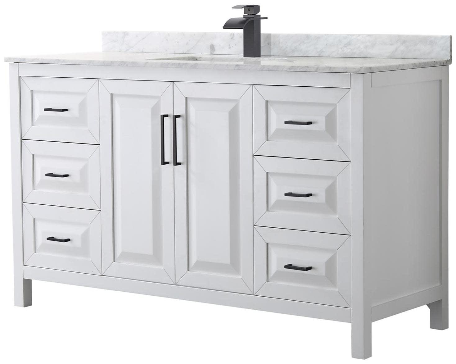 Daria 60'' White Single Bathroom Vanity with Carrara Marble Top