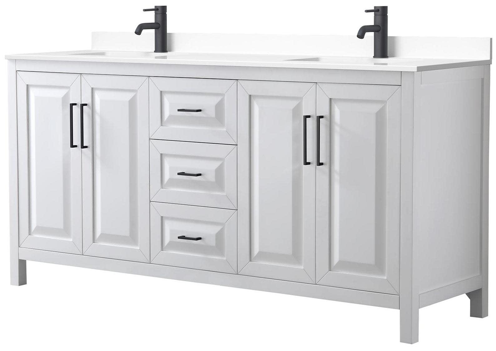 Wyndham Collection Daria 72'' Double Bathroom Vanity with Carrara Marble Top
