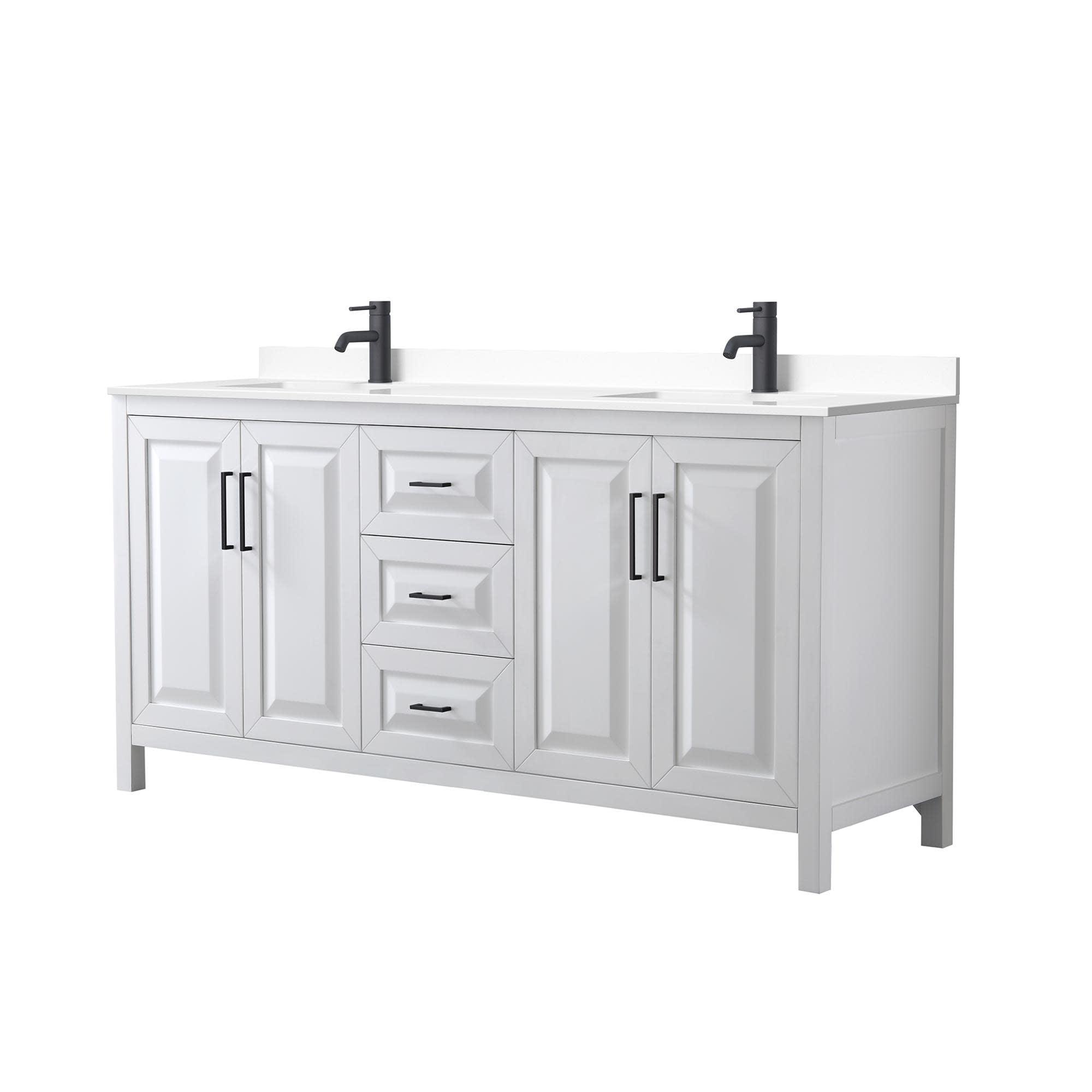 Wyndham Collection Daria 72'' Double Bathroom Vanity with Carrara Marble Top