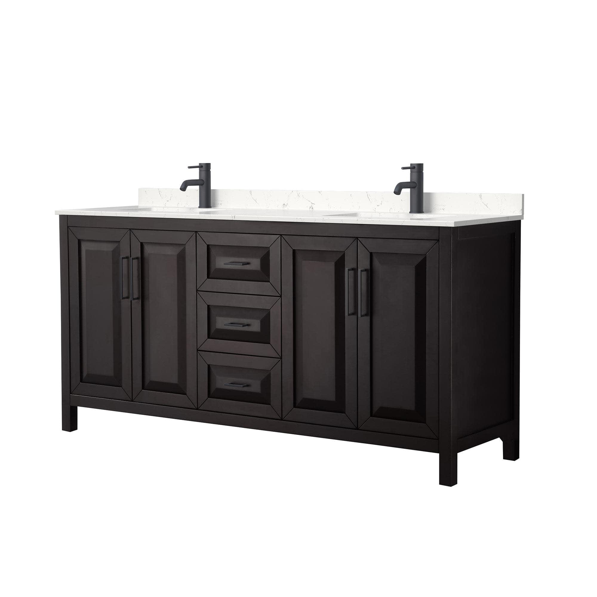Wyndham Collection Daria 72'' Double Bathroom Vanity with Carrara Marble Top