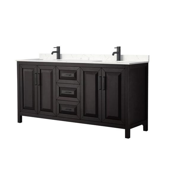 Wyndham Collection Daria 72'' Double Bathroom Vanity with Carrara Marble Top