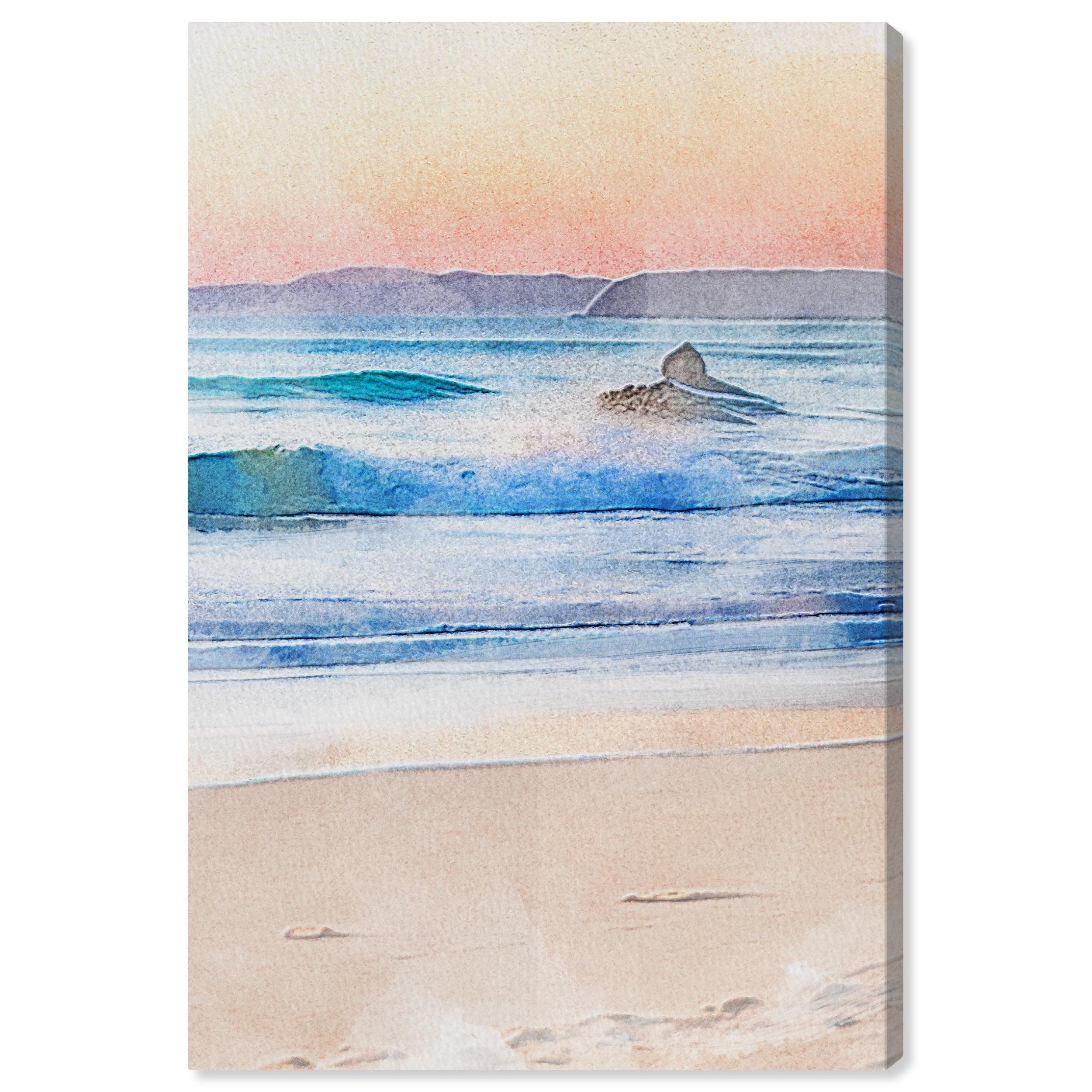 Coastal Waves Blue and Light Blue Canvas Landscape Art 30x20