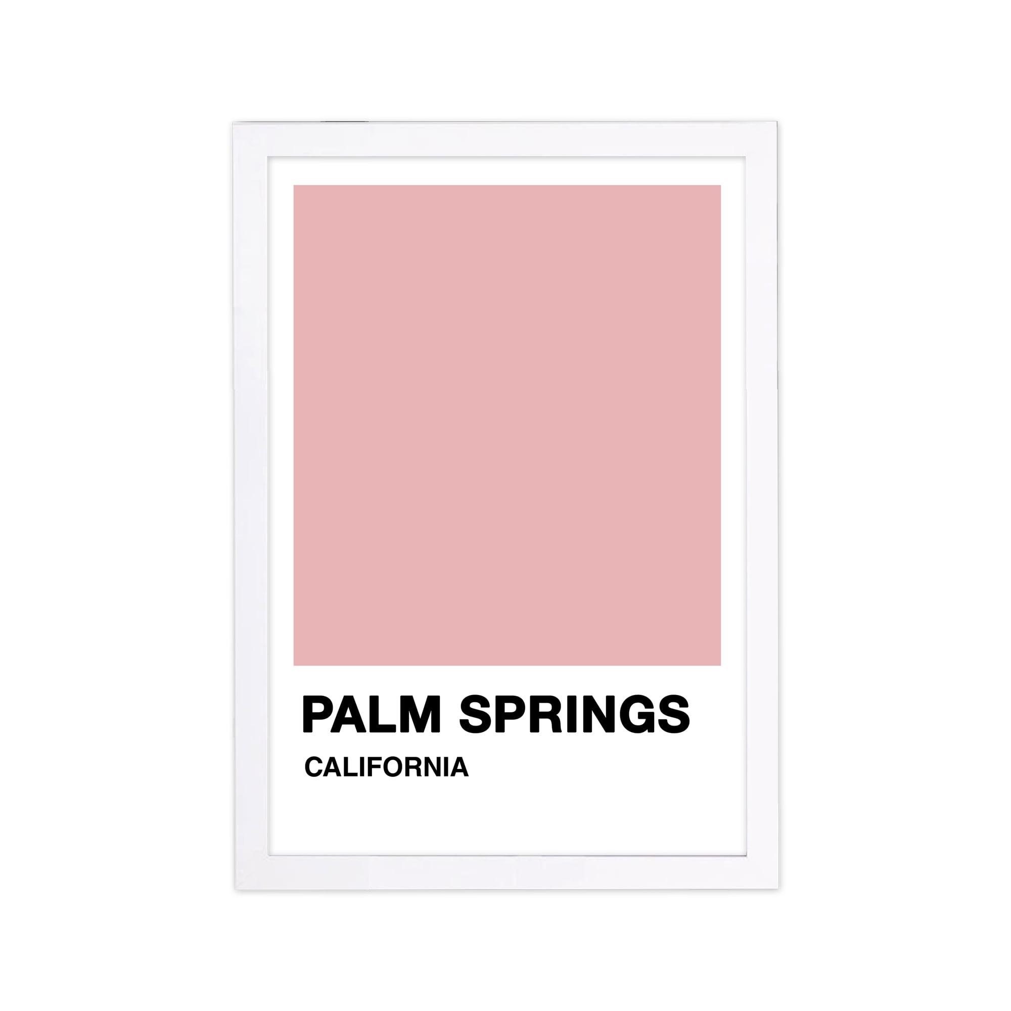 Wynwood Studio Cities and Skylines Framed Wall Art Prints 'Palm Springs Color Swatch' United States Cities - Pink, White, 13" x 19"