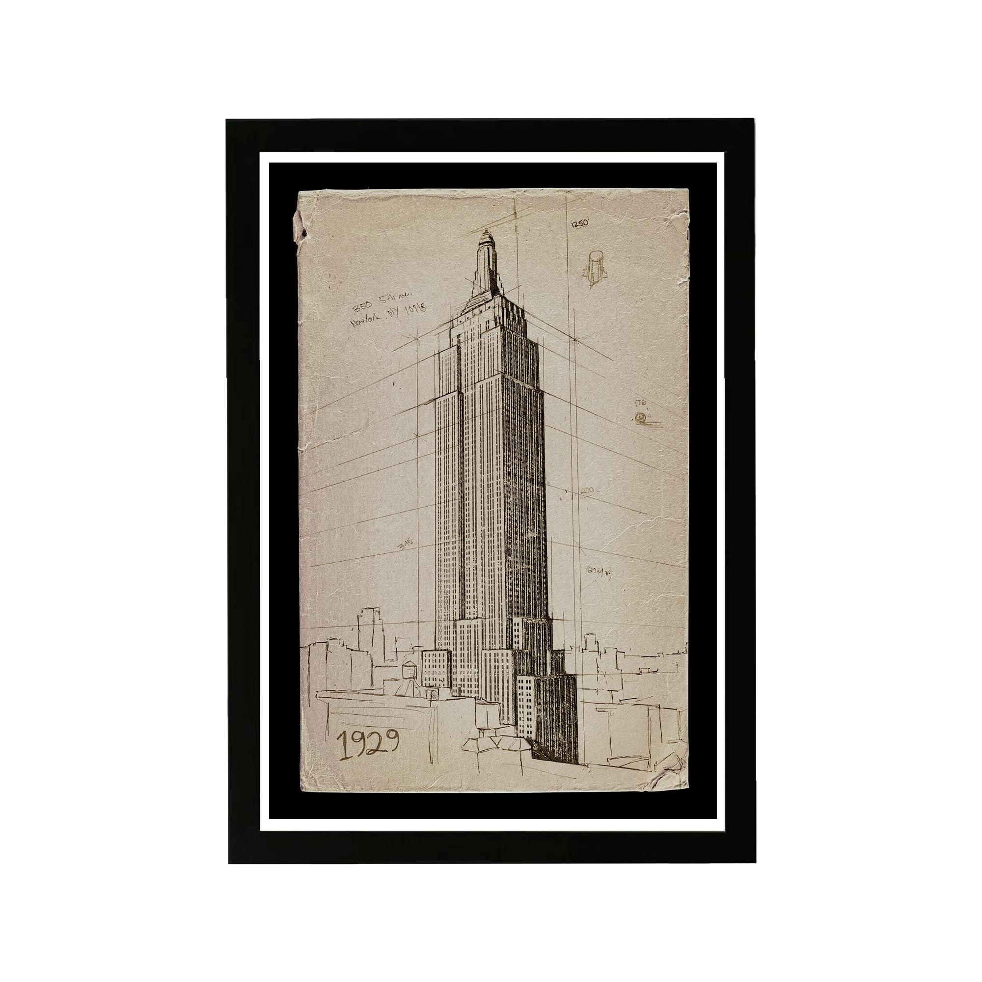 Empire State Building 1929 Black Framed Architectural Print