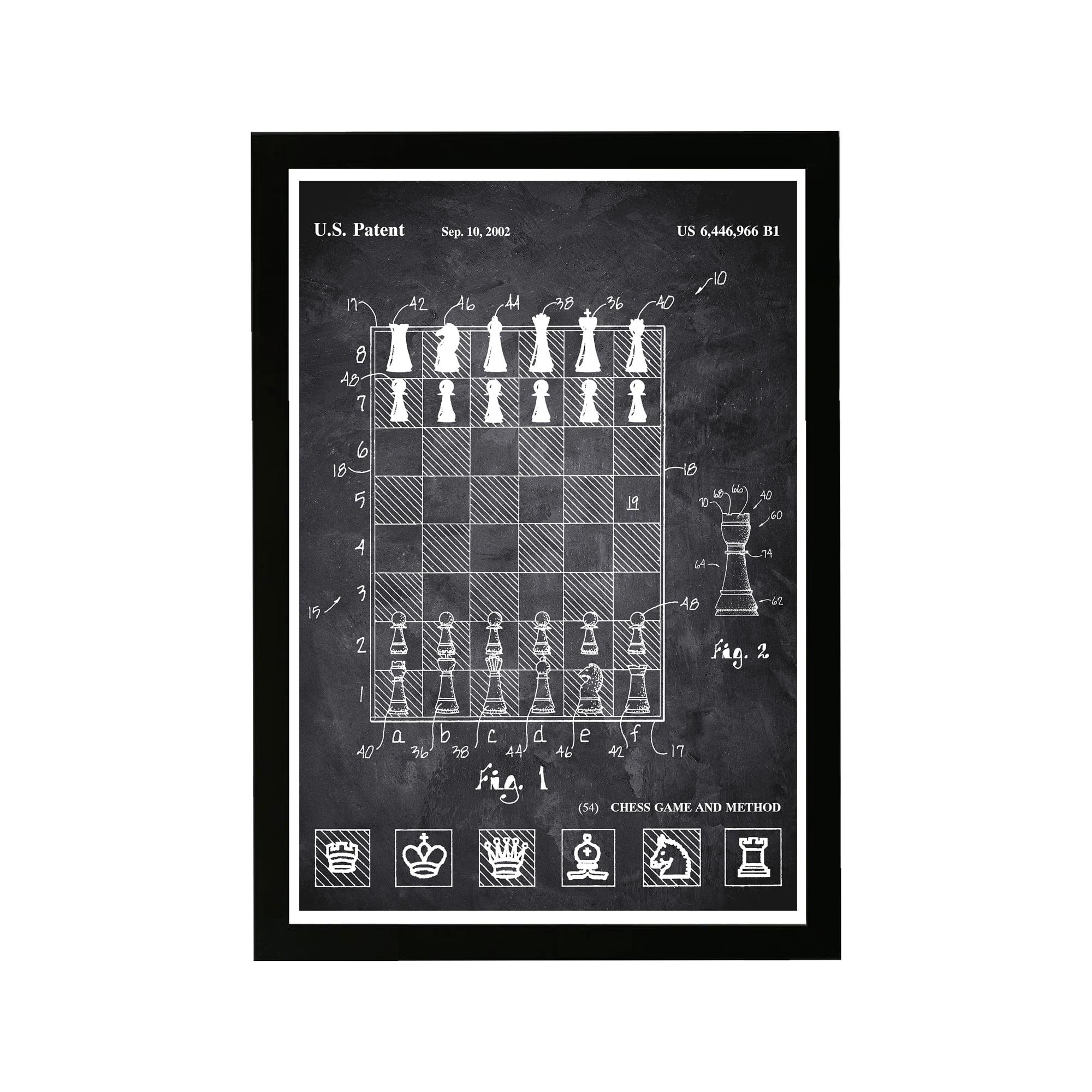 Wynwood Studio 15"x21" Chess Game and Method 2000 Chalkboard Wall Art Black Frame: Modern Canvas, Vertical Orientation