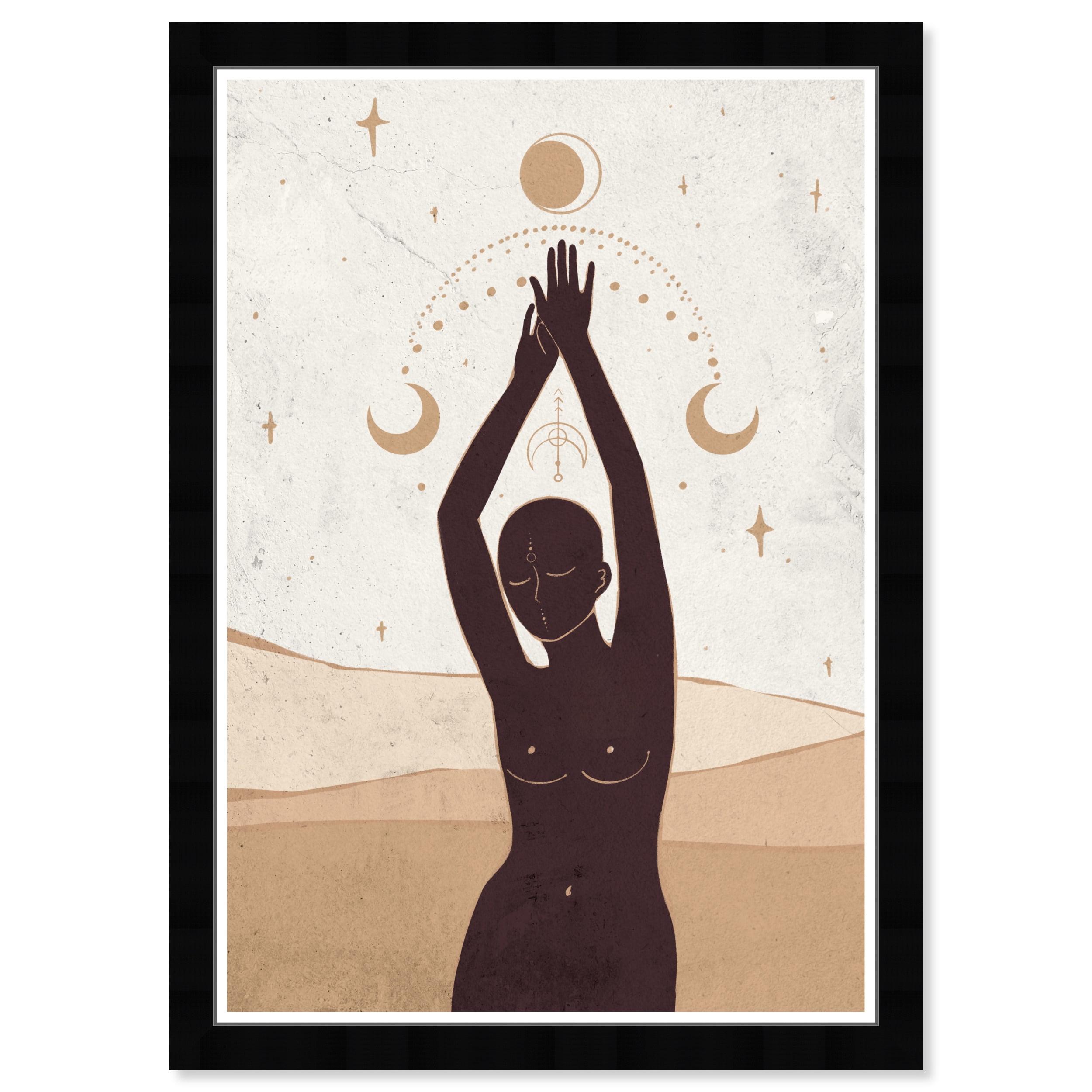 15" x 21" Astral Body Moon and Stars Framed Wall Art Print Black - Wynwood Studio