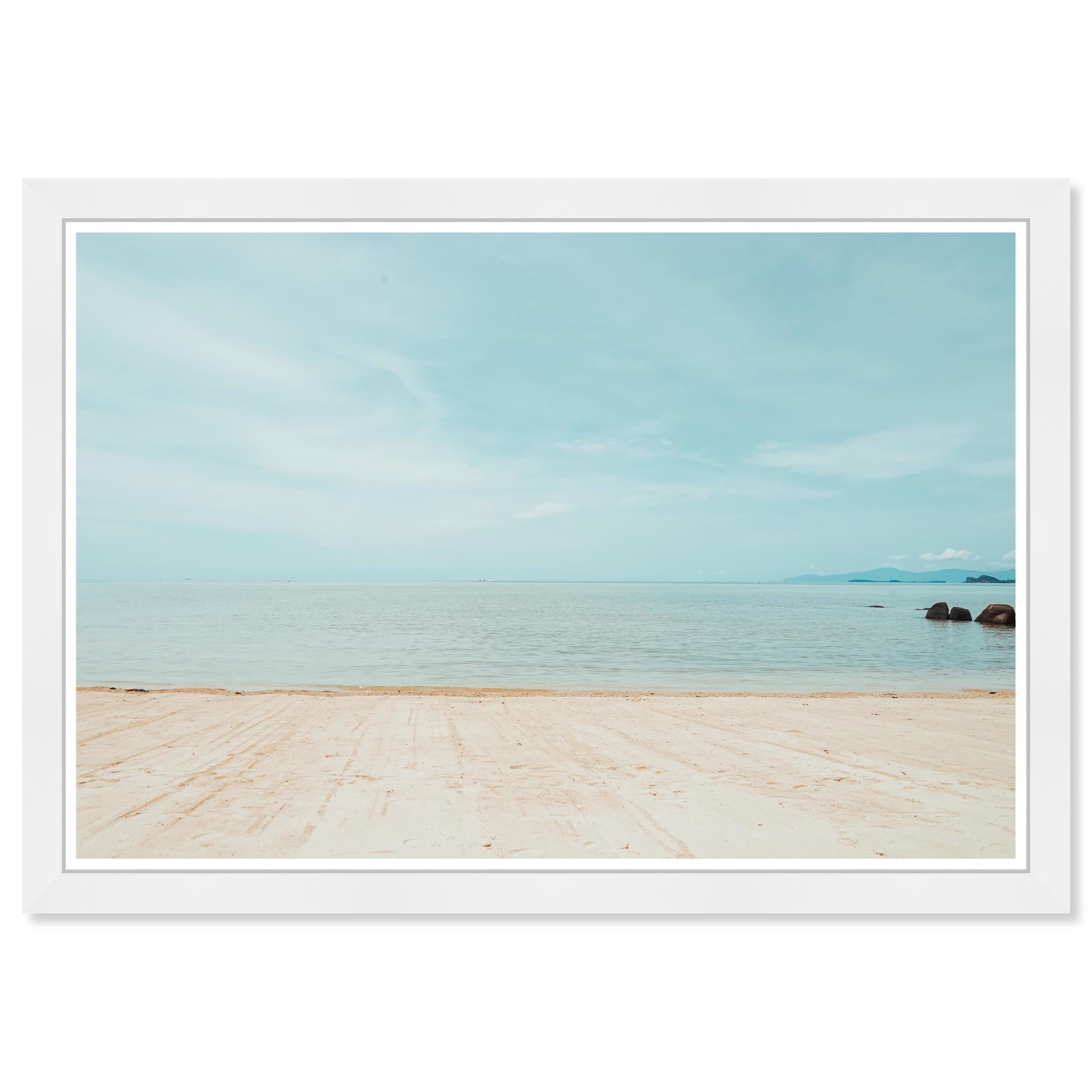 Wynwood Studio Prints Soft Pale Beach Nature and Landscape Coastal Landscapes Wall Art Canvas Print Blue Light Blue 19x13