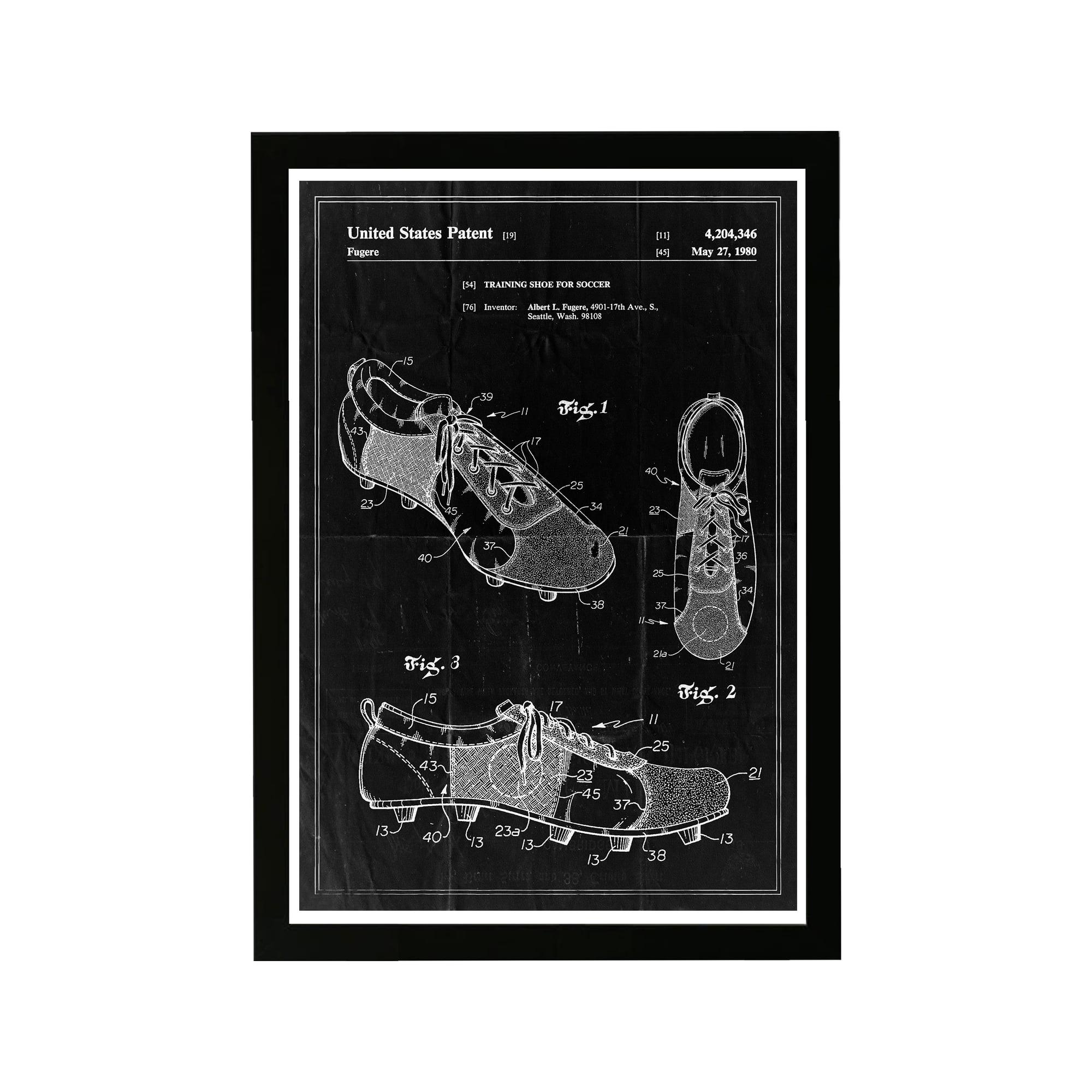 Wynwood Studio 15"x21" Training Shoe for Soccer 1980 Wall Art Black Frame: Modern Canvas, Vertical Layout, Fade Resistant