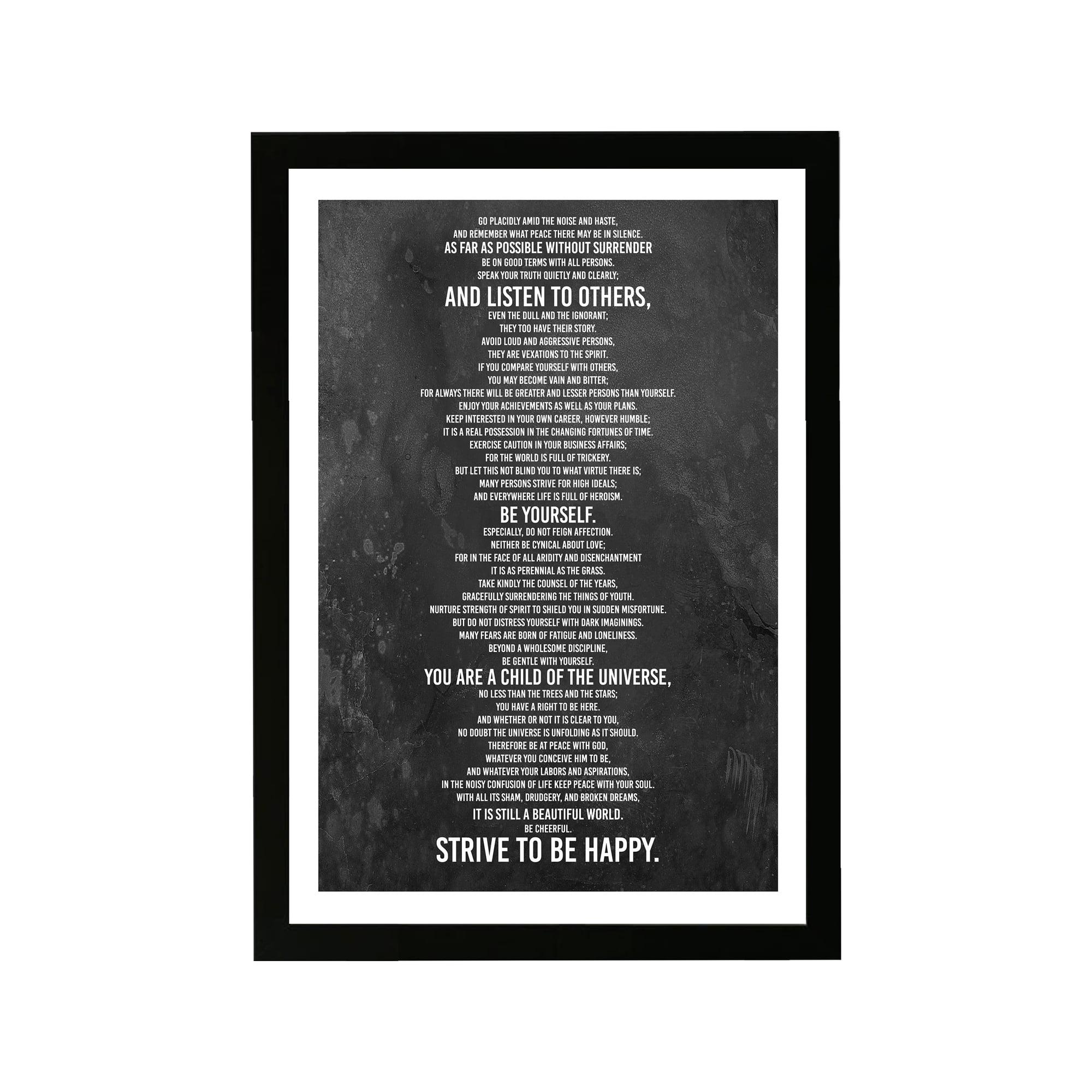 Black and White Motivational Quote Framed Wall Art 13" x 19"