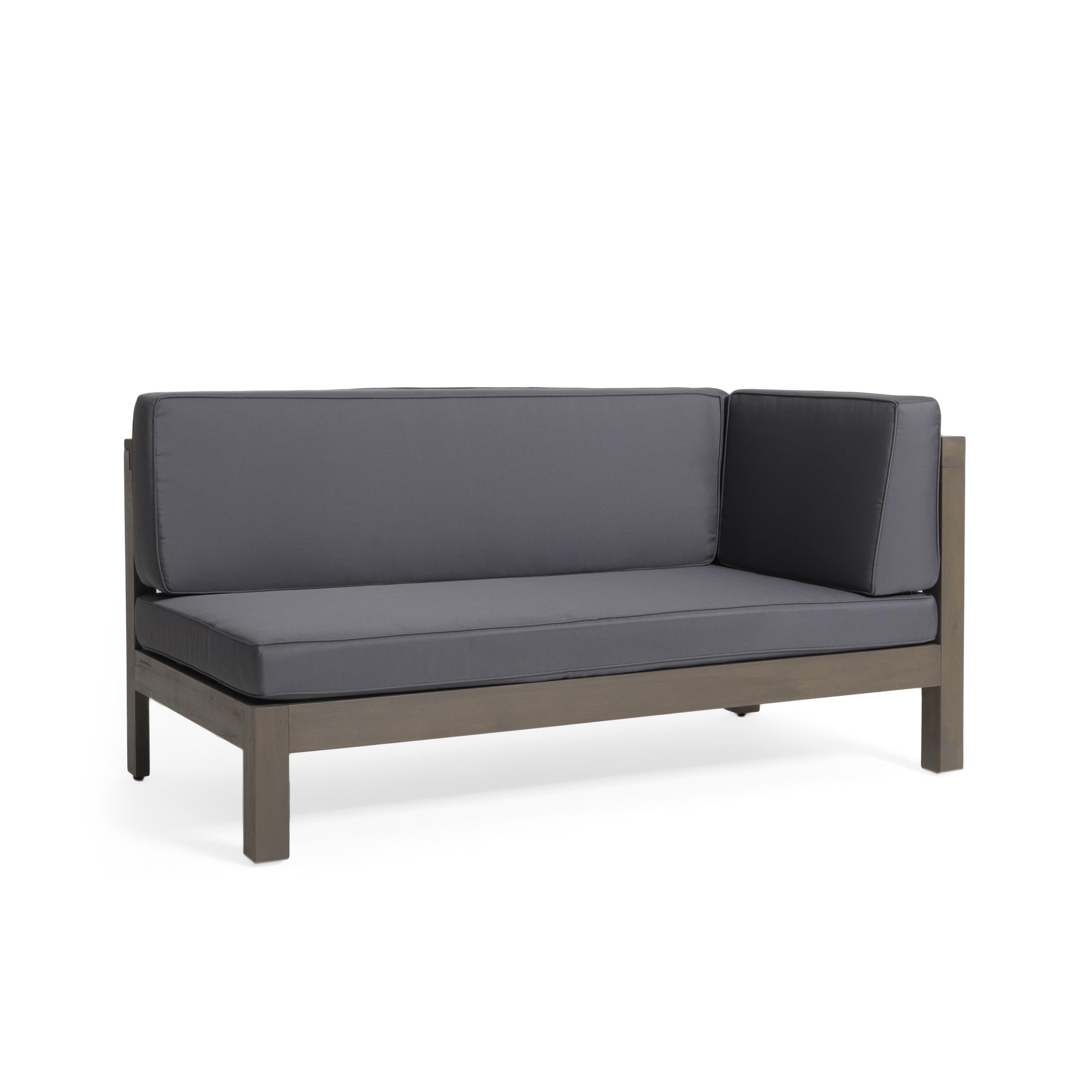 Dark Grey Acacia Wood X-Back Right Corner Bench