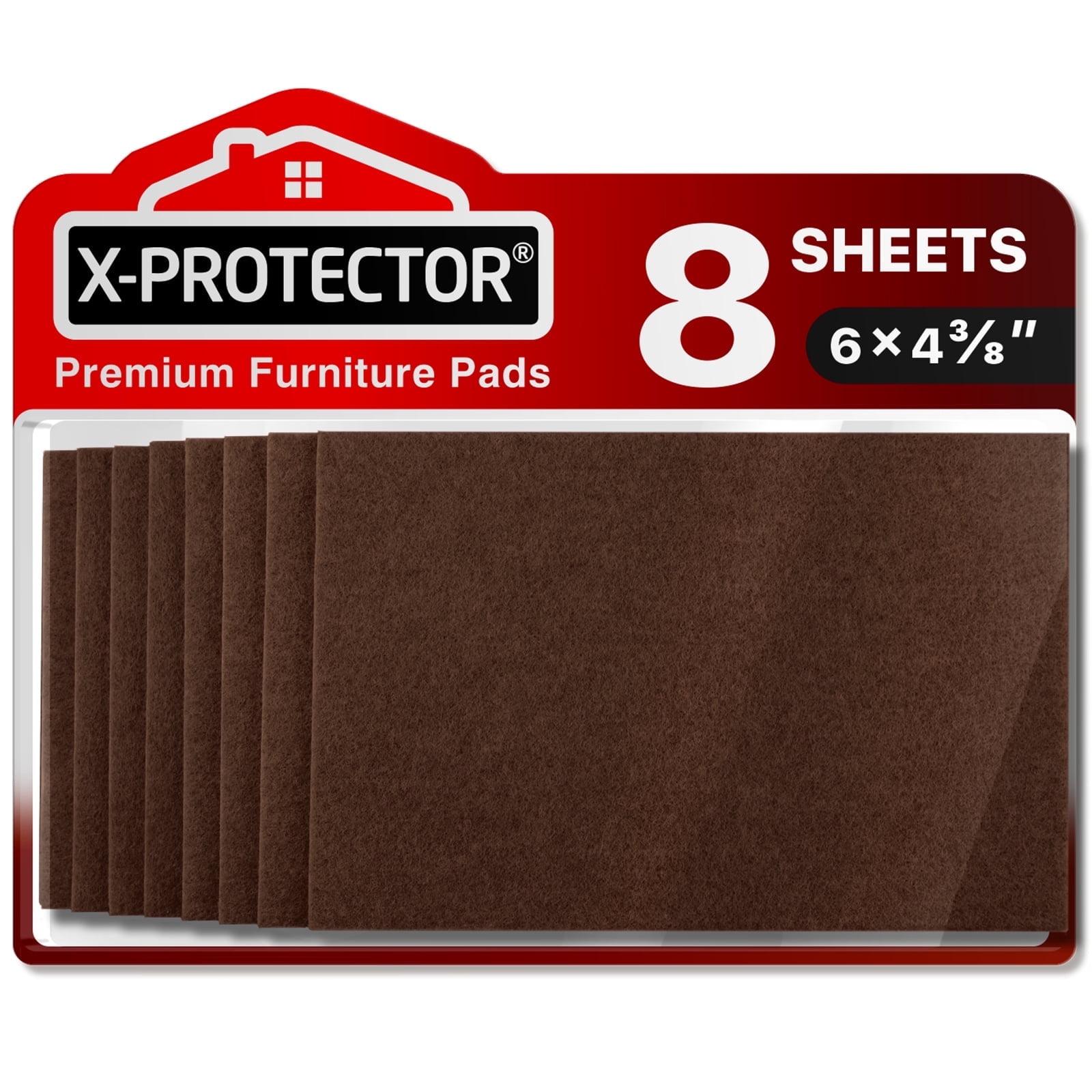 X-Protector Felt Furniture Pads 8 Pcs - 6” x 4 3/8” Heavy Duty Brown Felt Sheets - Cut to Size