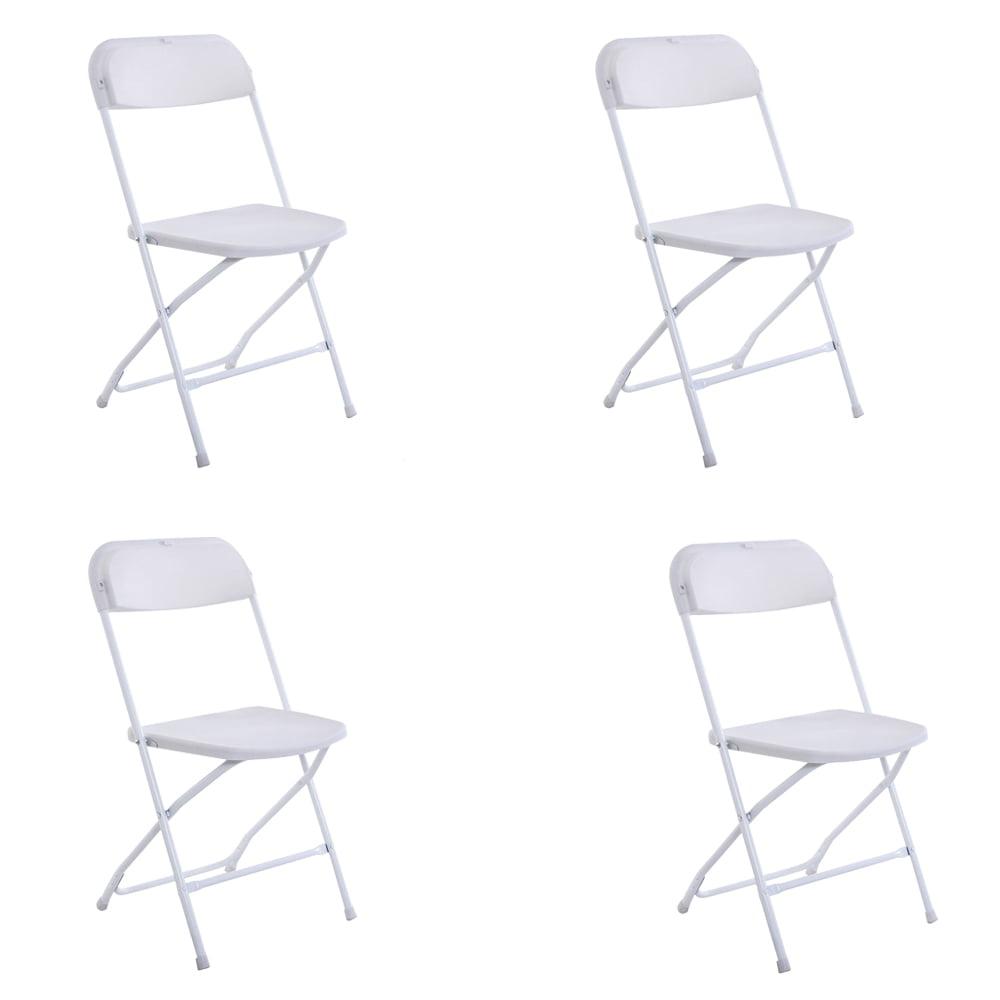 Sweetcrispy 4-Pack Sturdy Metal & Plastic Folding Chairs, Hold Up to 330 Pounds - White