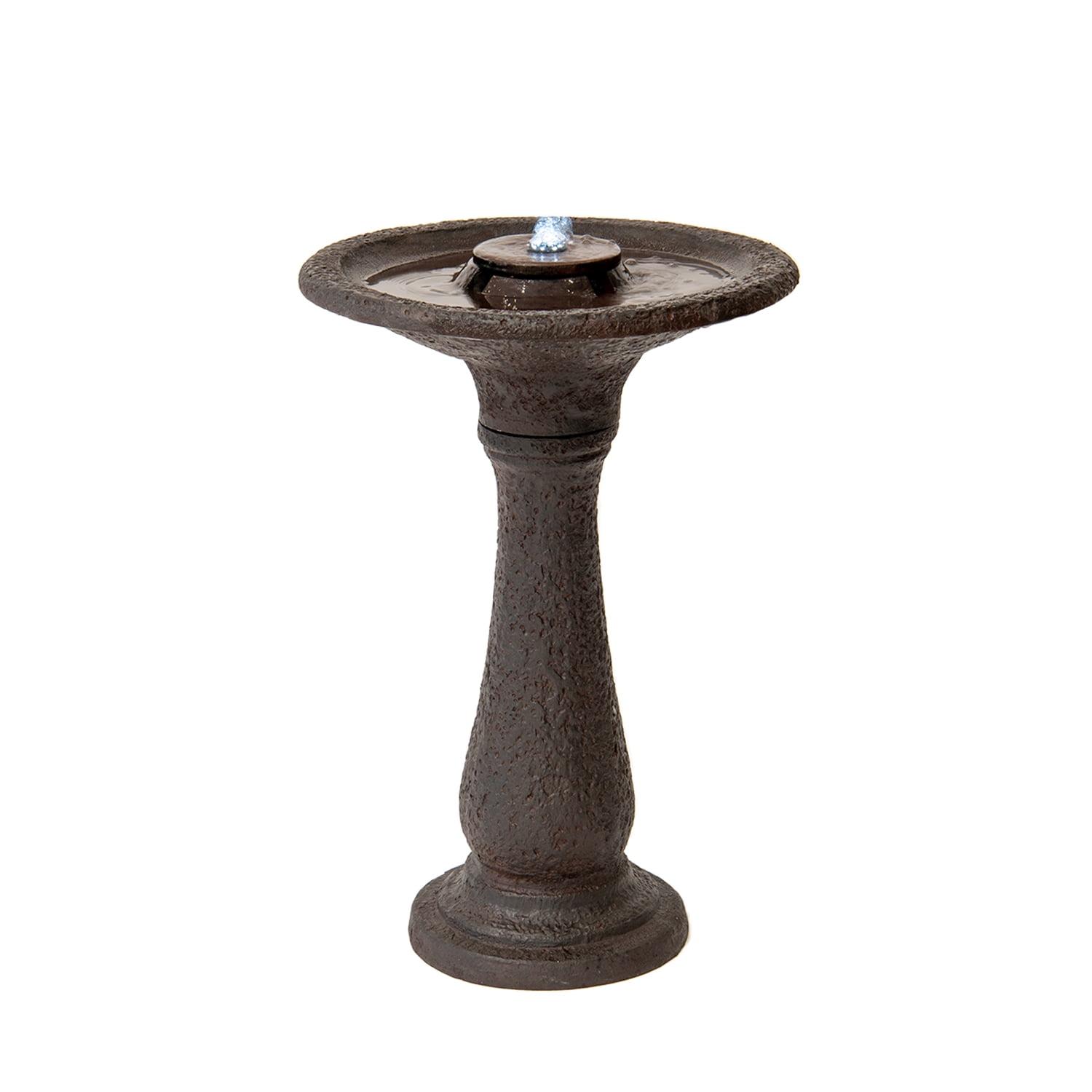 "X-Brand 23.43"" Tiered Resin Birdbath Garden Waterfall Fountain, Dark Brown"