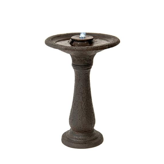 "X-Brand 23.43"" Tiered Resin Birdbath Garden Waterfall Fountain, Dark Brown"