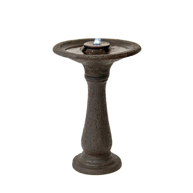 "X-Brand 23.43"" Tiered Resin Birdbath Garden Waterfall Fountain, Dark Brown"