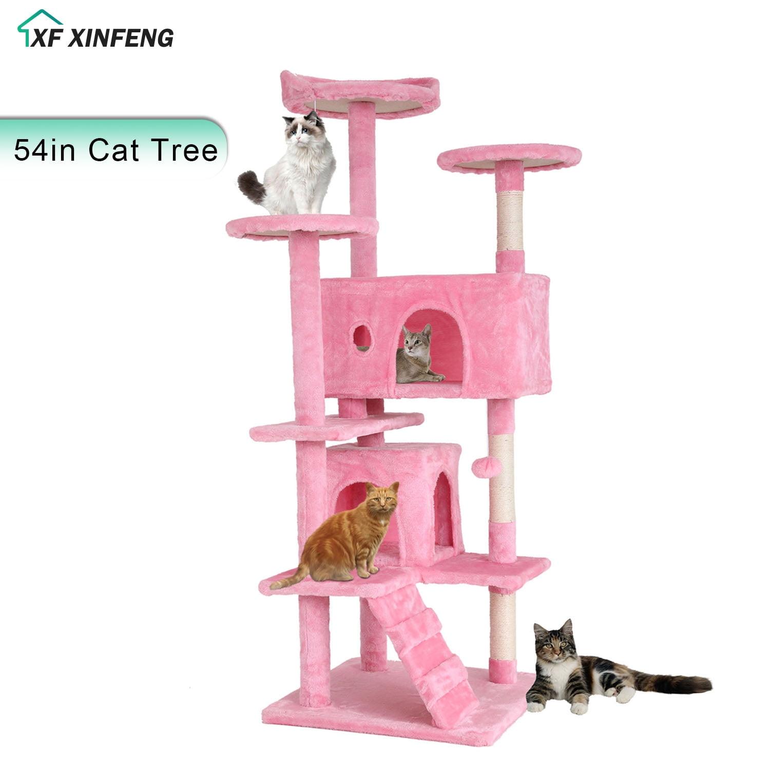 Tucker Murphy Pet™ Cat Tree With Large Top Perch, Plush Hammock, Cat Shelves And Dangling Pompom, Cat Scratching Posts And 2 Condos Houses