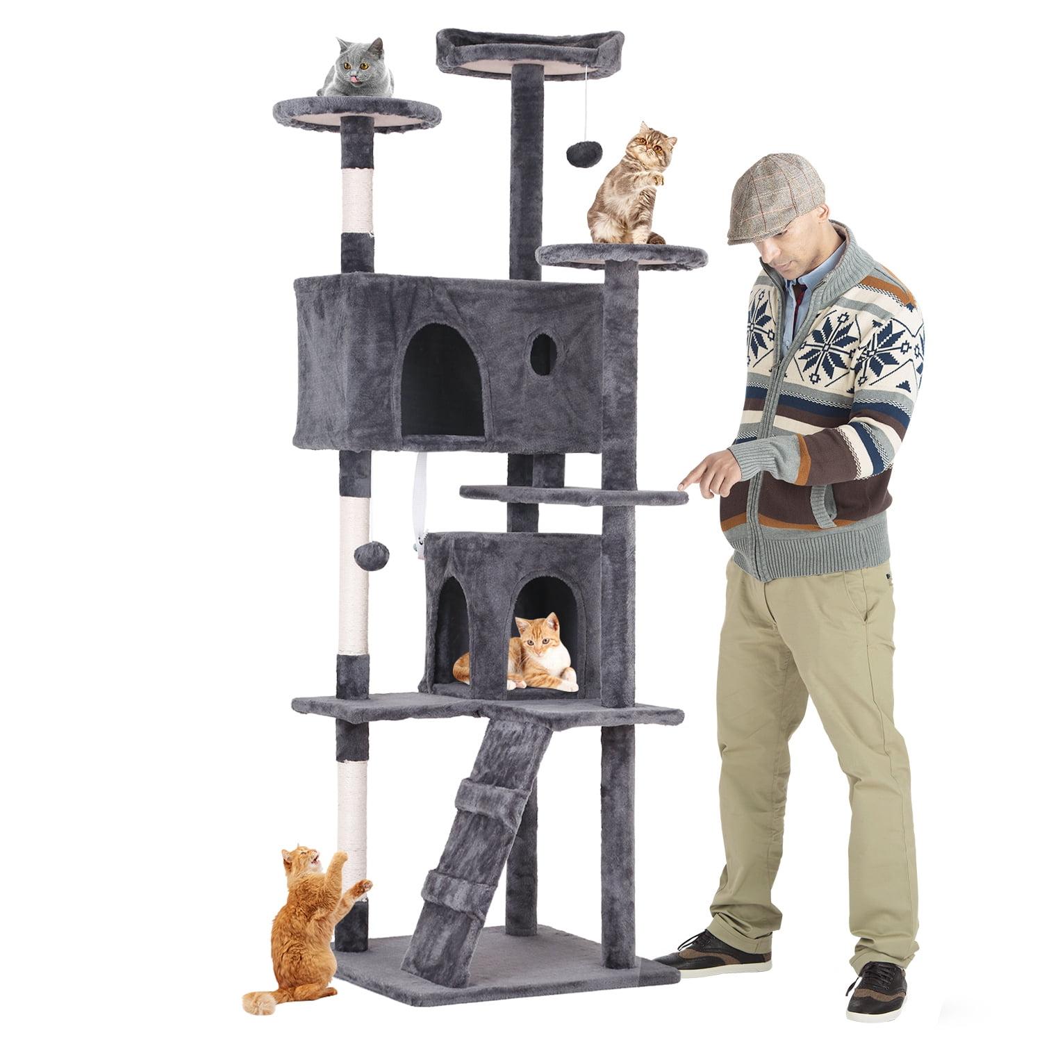 Tucker Murphy Pet™ 70In Cat Tree Tower For Indoor Cats,Multi-Level, Furniture Activity Center With Scratching Posts Stand House Cat Condo With Funny Toys For Kittens Pet Play House,Dark Gray