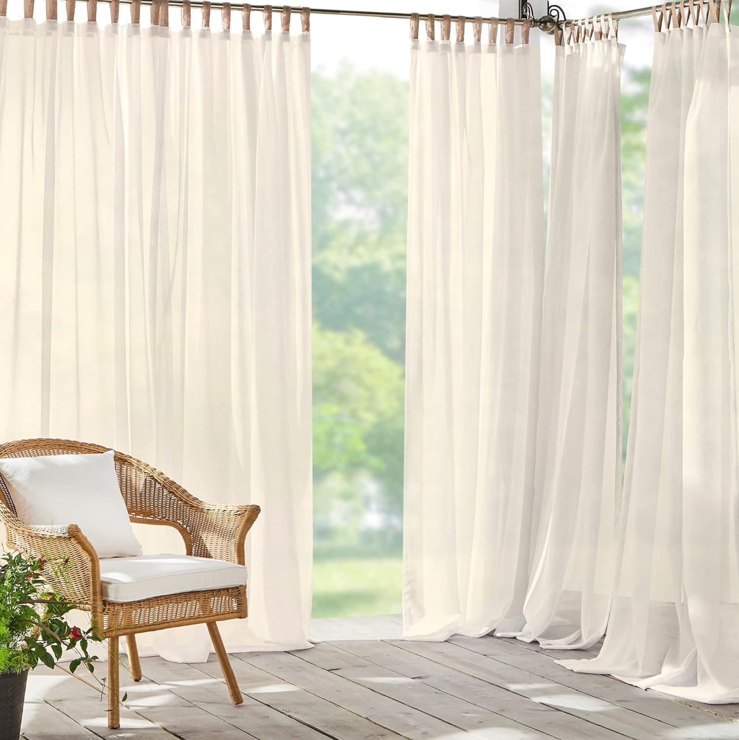 Gracie Oaks Janig Solid Sheer Tab Top Single Indoor/Outdoor Curtain Panel