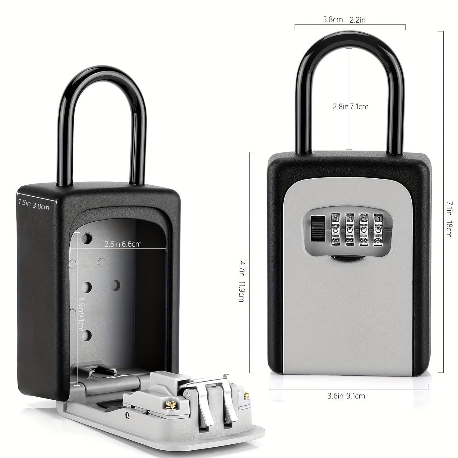 XIAOGZAHUOP Secure Black Portable Wall Mount Combination Lock Box with Resettable Code for Spare Keys – Ideal for Apartments  Outhouses  and Realtors – Includes Key Lock Feature (1 Piece)