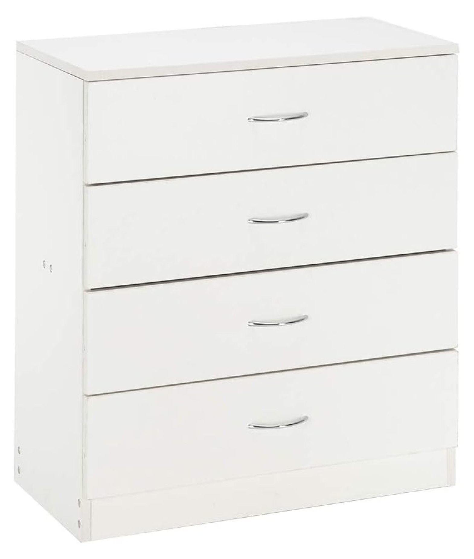 XIAOTAO White 4 Drawer Dresser for Bedroom, Modern Nightstand Storage Chest of Drawer, Wooden Side Table End Table, Living Room, Reception Room