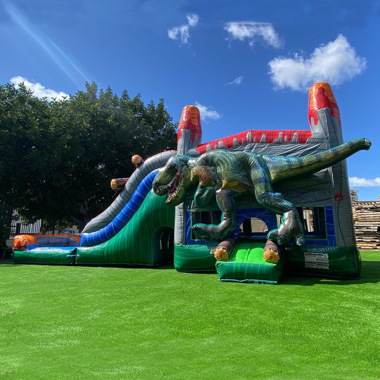 XJUMP Dinosaur Commercial Grade Bounce House Water Slide (with Pool and Blower)