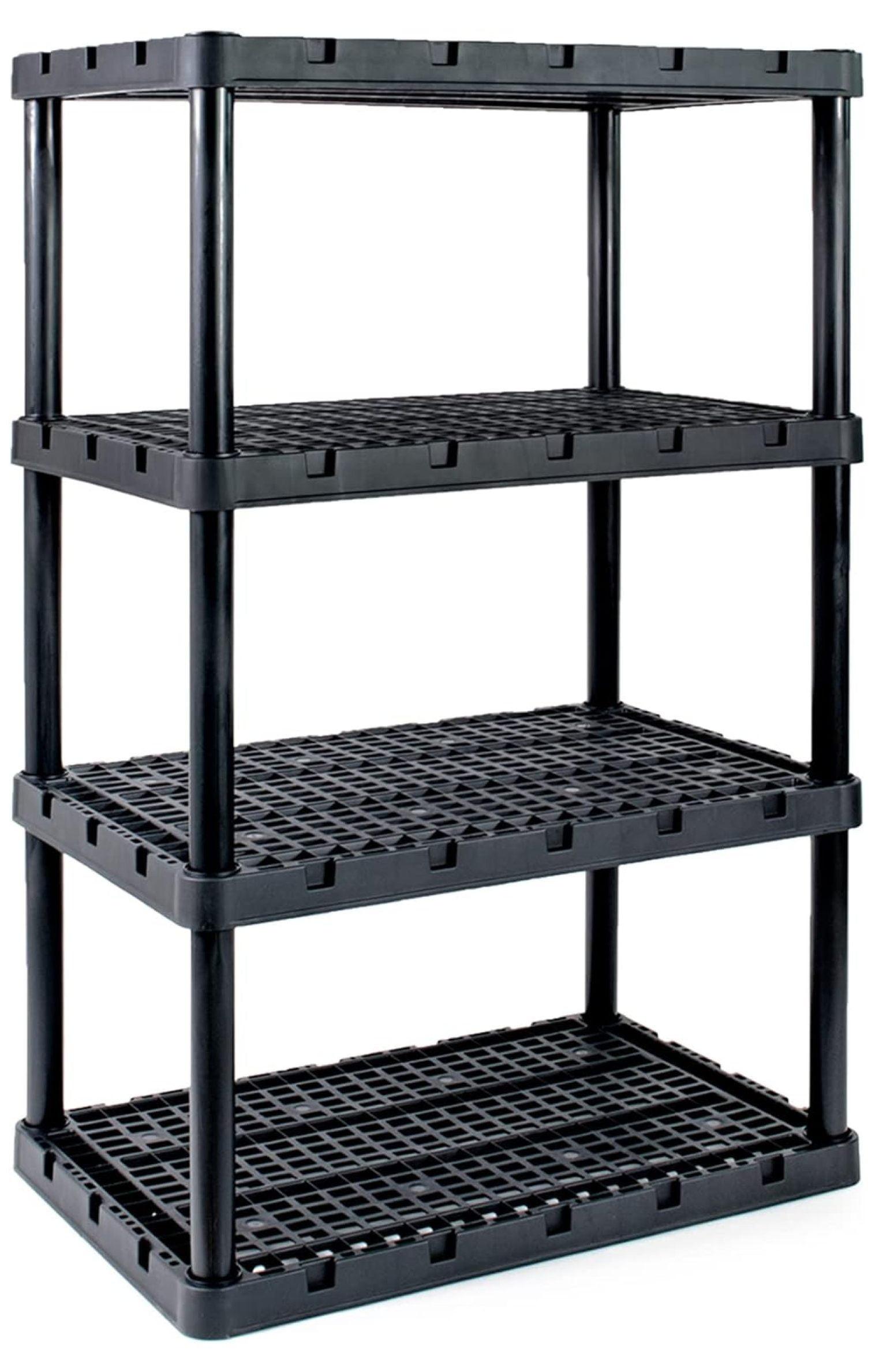 Black Plastic 4-Shelf Interlocking Storage Unit