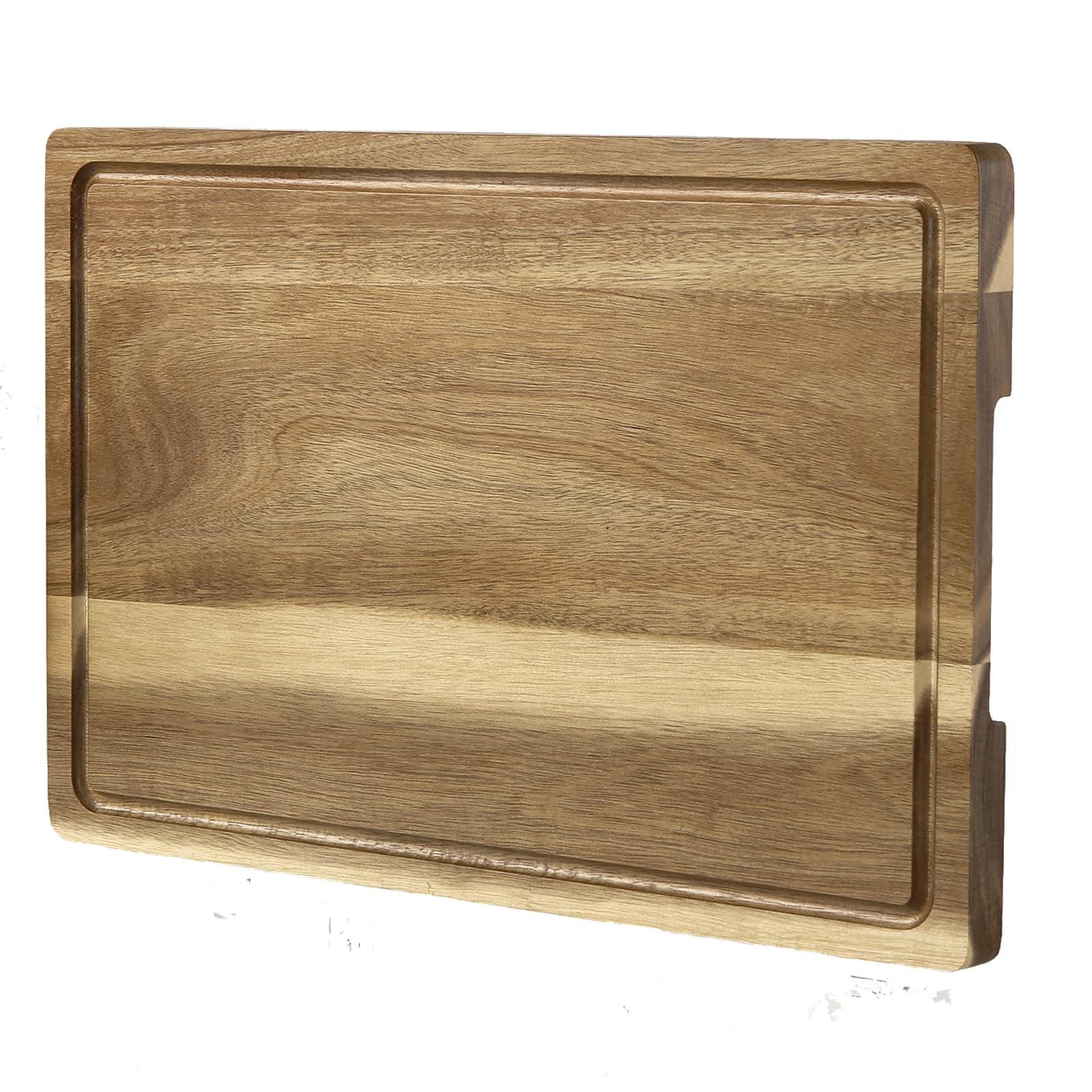 XL Acacia Wood Cutting Board with Juice Groove and Handles