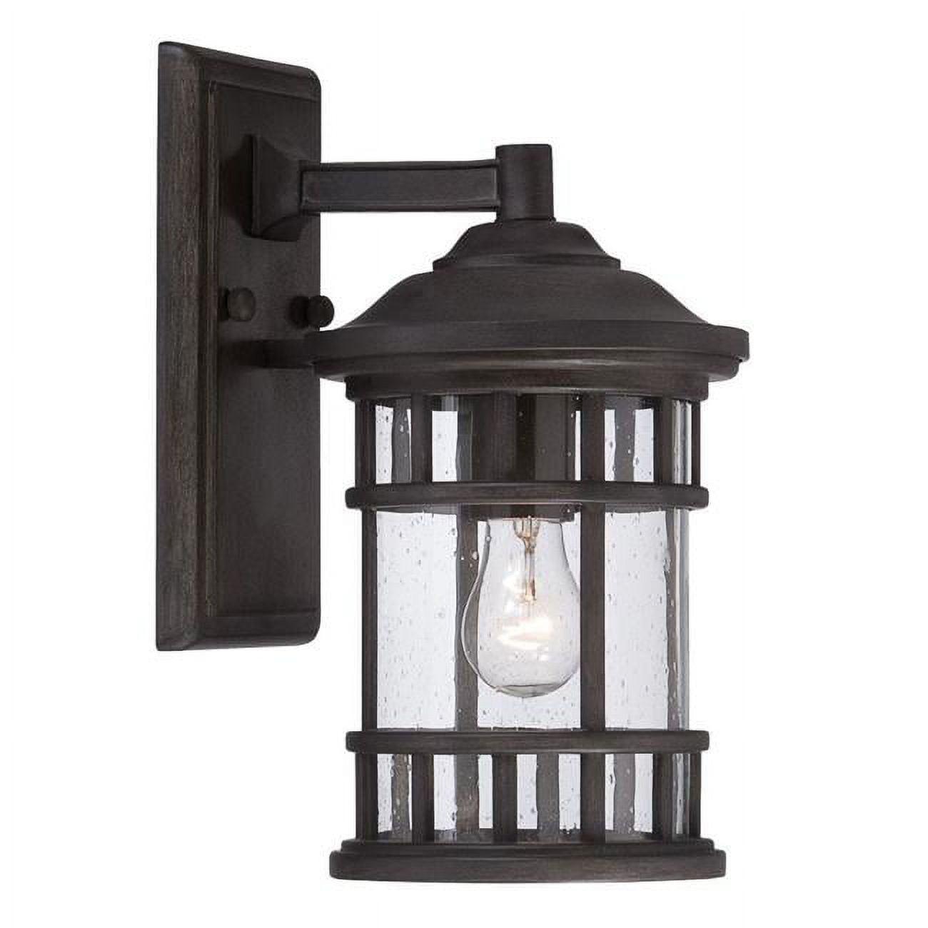 Contemporary Matte Black Outdoor Cylinder Wall Light with Glass Panels