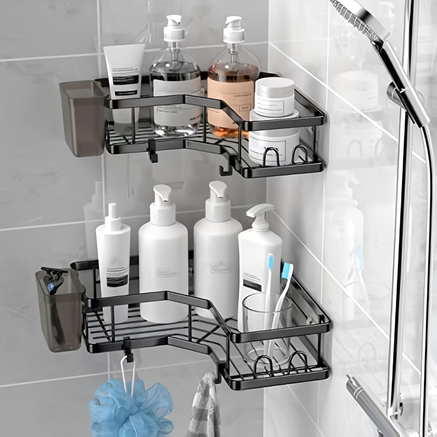 White Stainless Steel 2-Pack Corner Shower Caddy with Toothpaste Holder