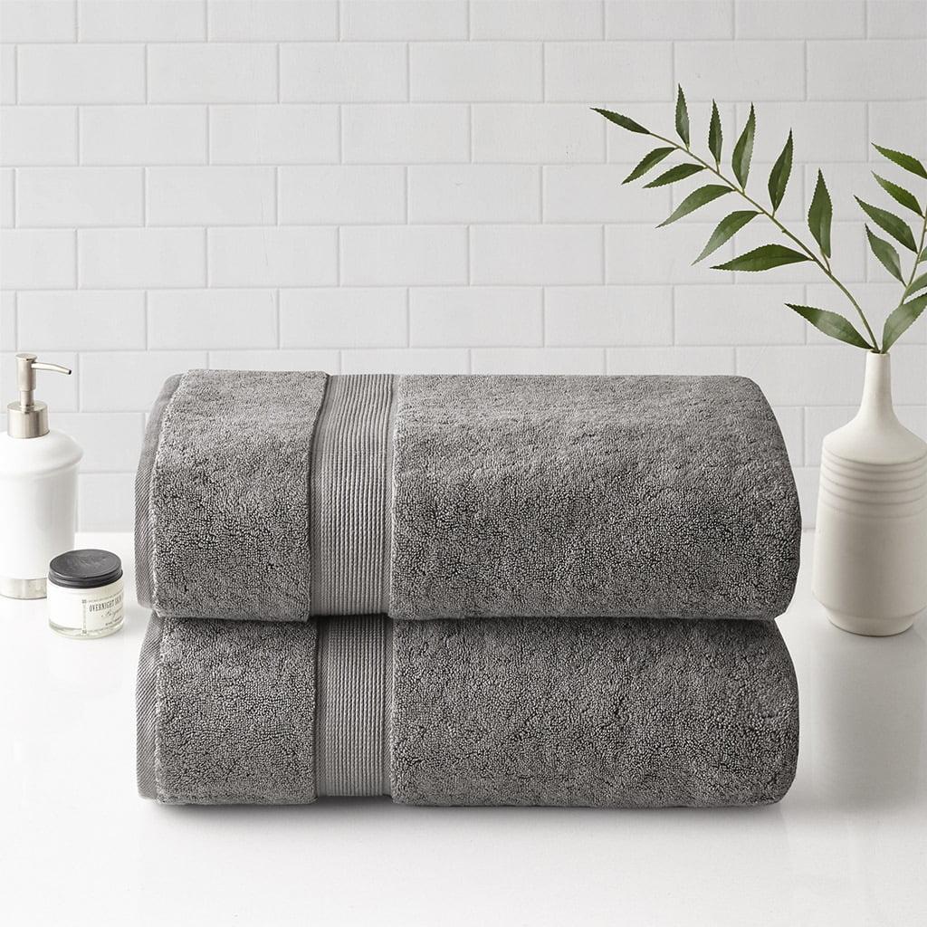 Oversized Gray Cotton Washcloth Set