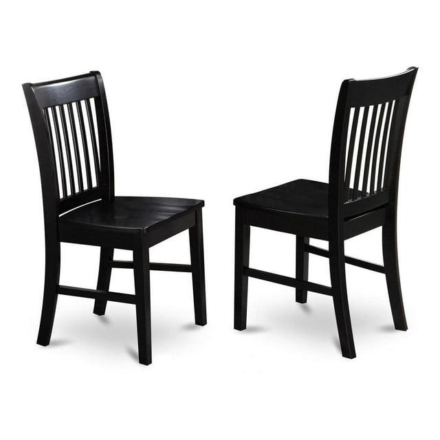 East West Furniture, Norfolk Dining Chair Wood Seat Black Finish, Set of 2