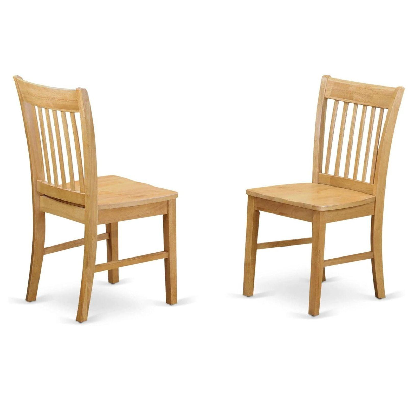 Norfolk Oak Slat Back Wooden Dining Chairs, Set of 2