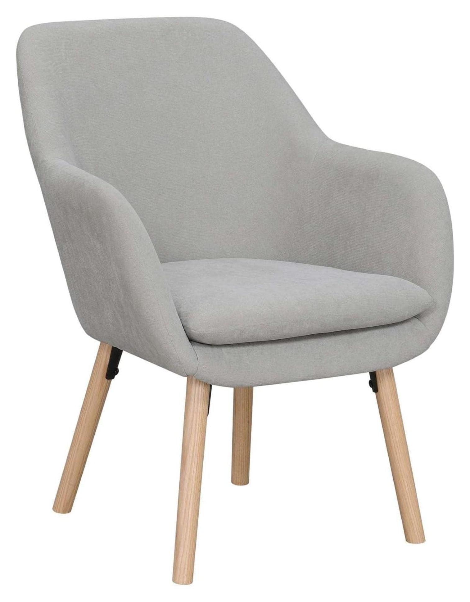 Pewter Gray Linen and Velvet Wingback Accent Chair with Oak Legs