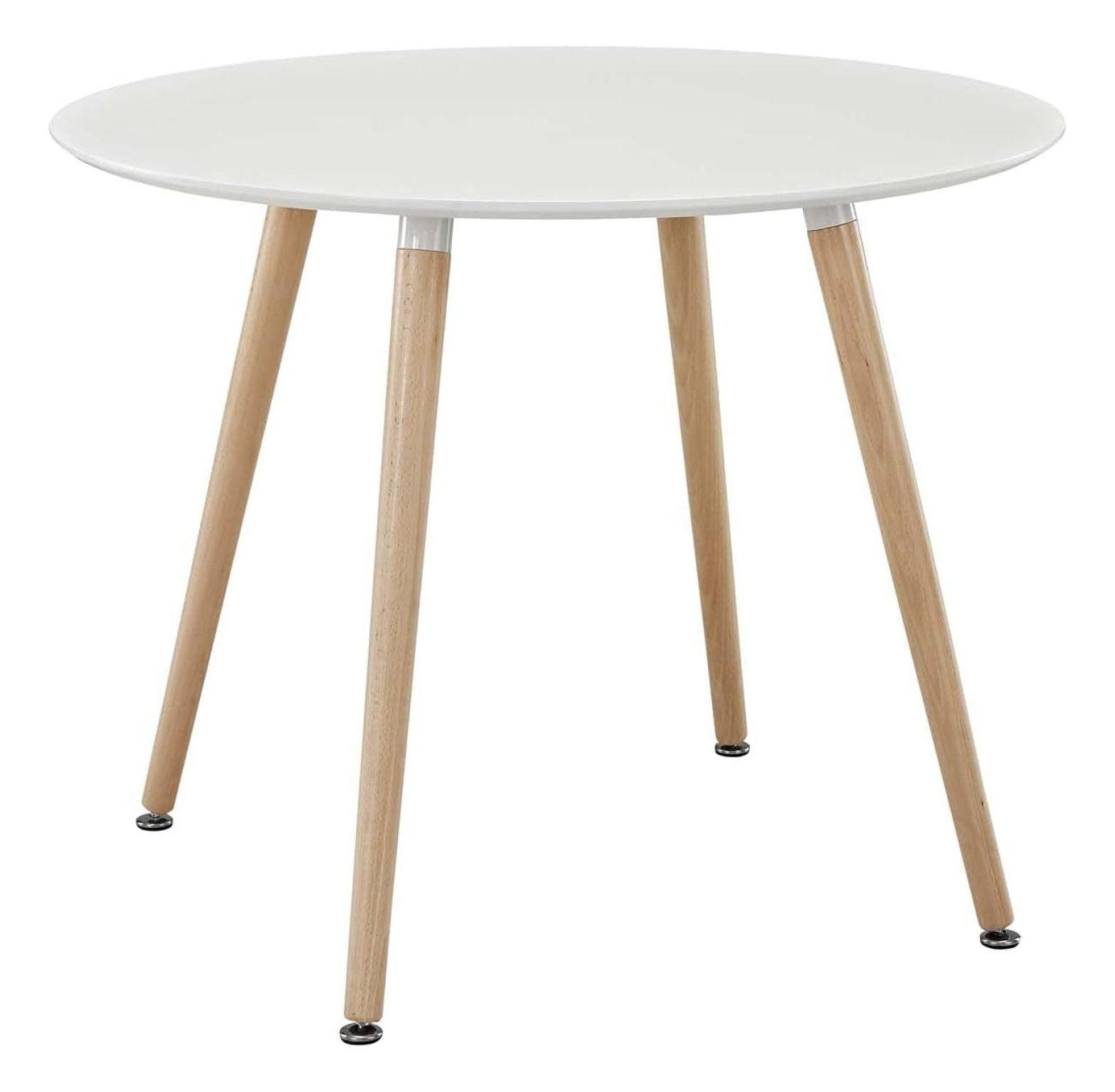 White Round Wood Contemporary Dining Table