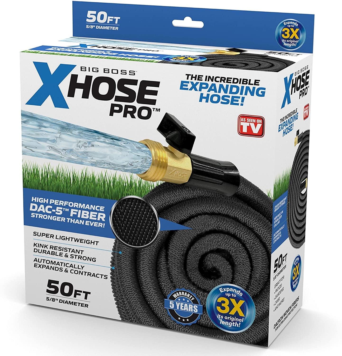 Xhose Pro 50 Foot Expandable Garden Hose with Brass Nozzle, Lightweight and Kink Free